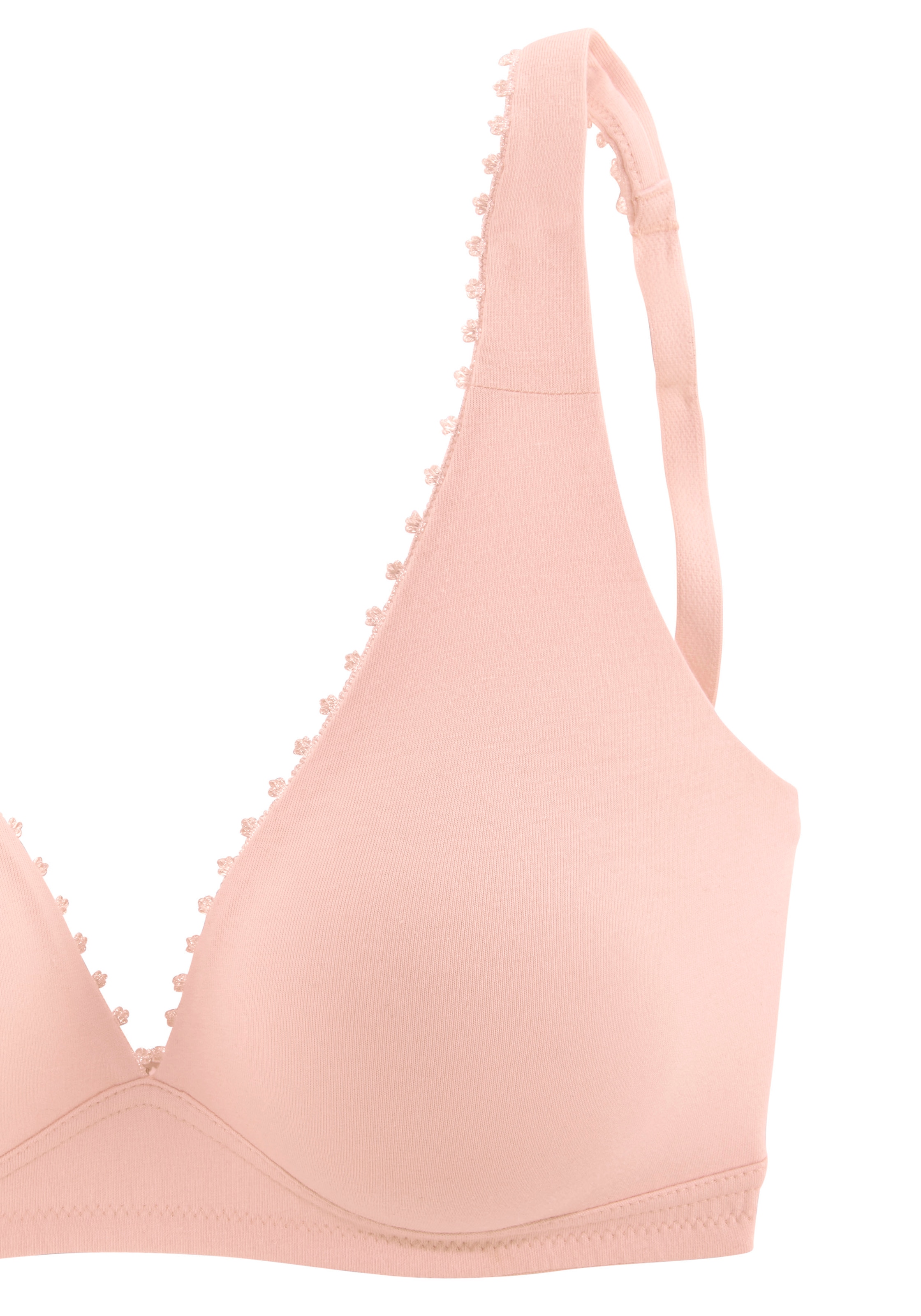 petite fleur Bralette-BH, (Packung, 2 Stück), ohne Bügel in High-Apex-Schnittform mit Zierborte, Basic Dessous