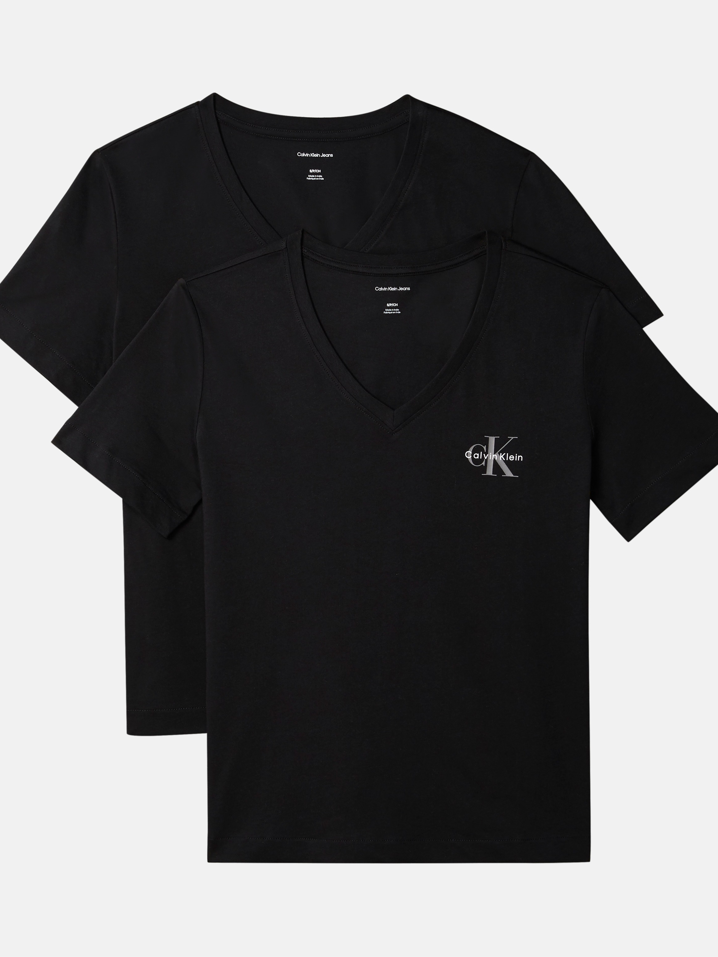 Calvin Klein Jeans T-Shirt »A- Logo VN 2 pack Tee« Packung, 2er-Pack, 2 Stk. Mit V-Ausschnitt
