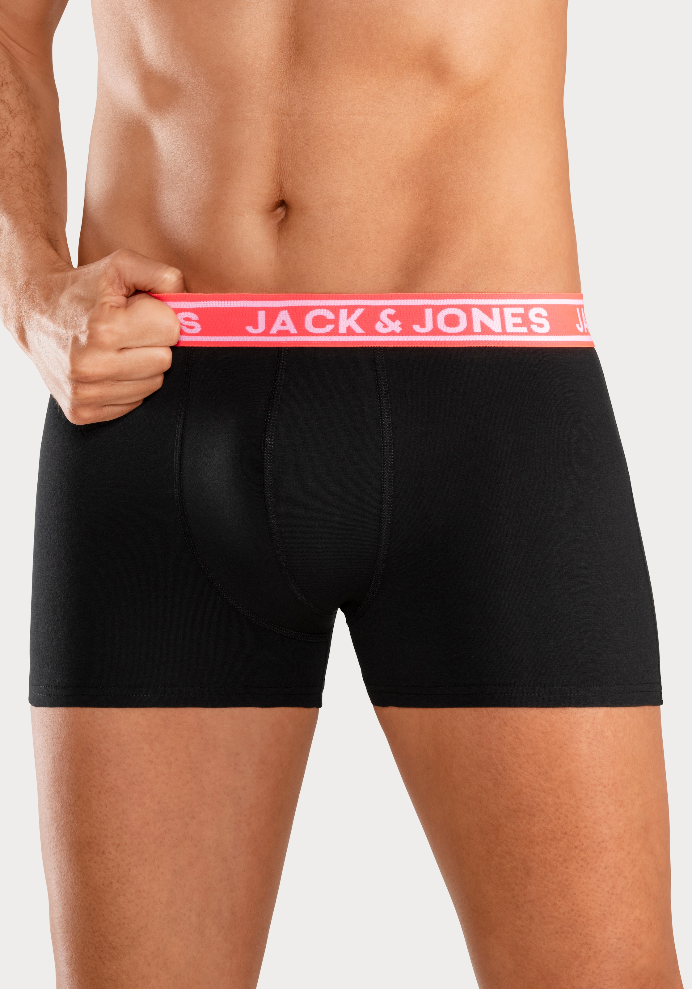 Jack & Jones Trunk »JACCRISP im 6er Pack mit Logobund und Stretchkomfort«, (Packung, 6 St.), unifarben mit Farbeinsatz, modisch, eng anliegend, Baumwollmischung
