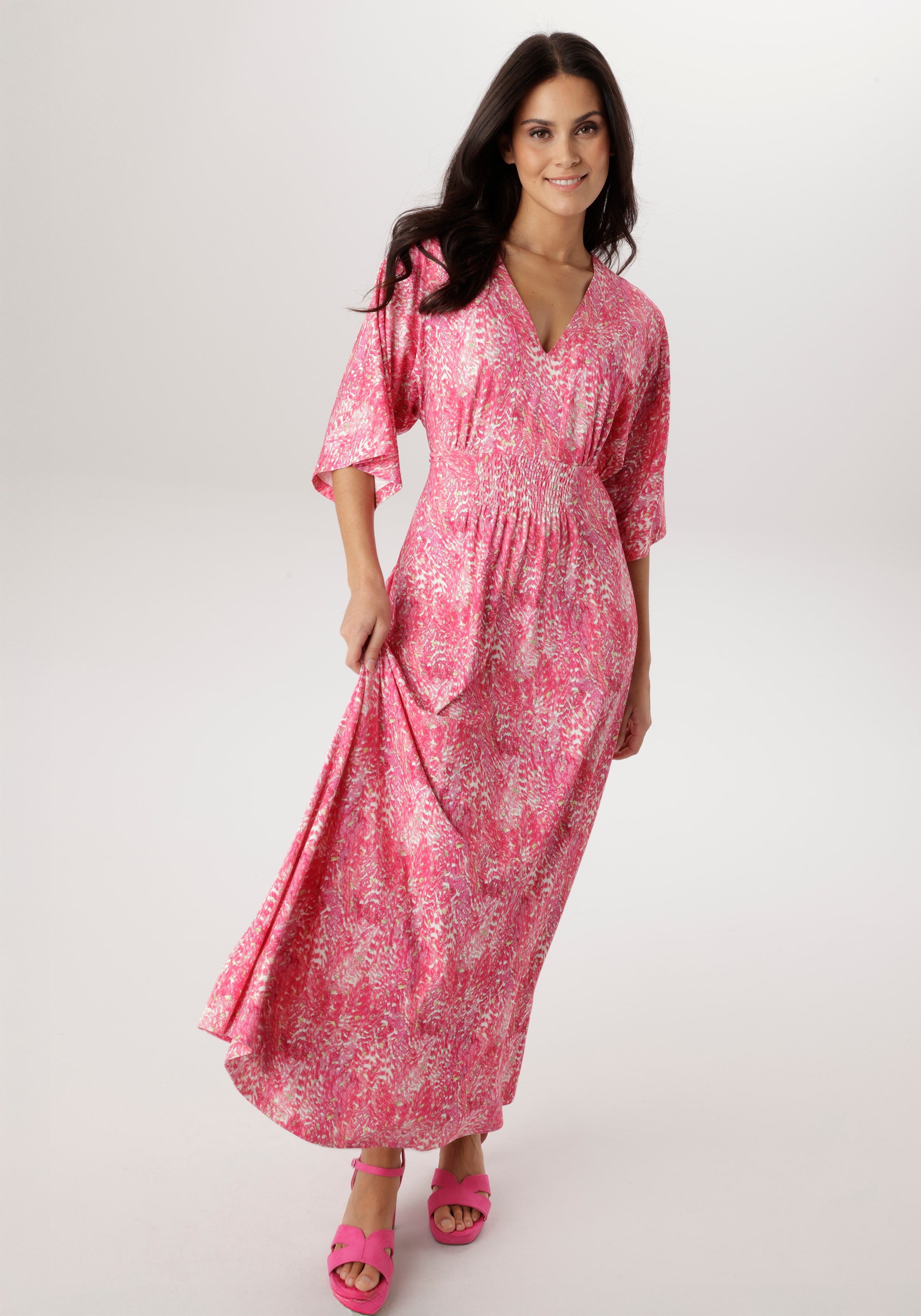 Aniston SELECTED Maxikleid mit weiten, 3/4-langen Ärmeln - NEUE KOLLEKTION