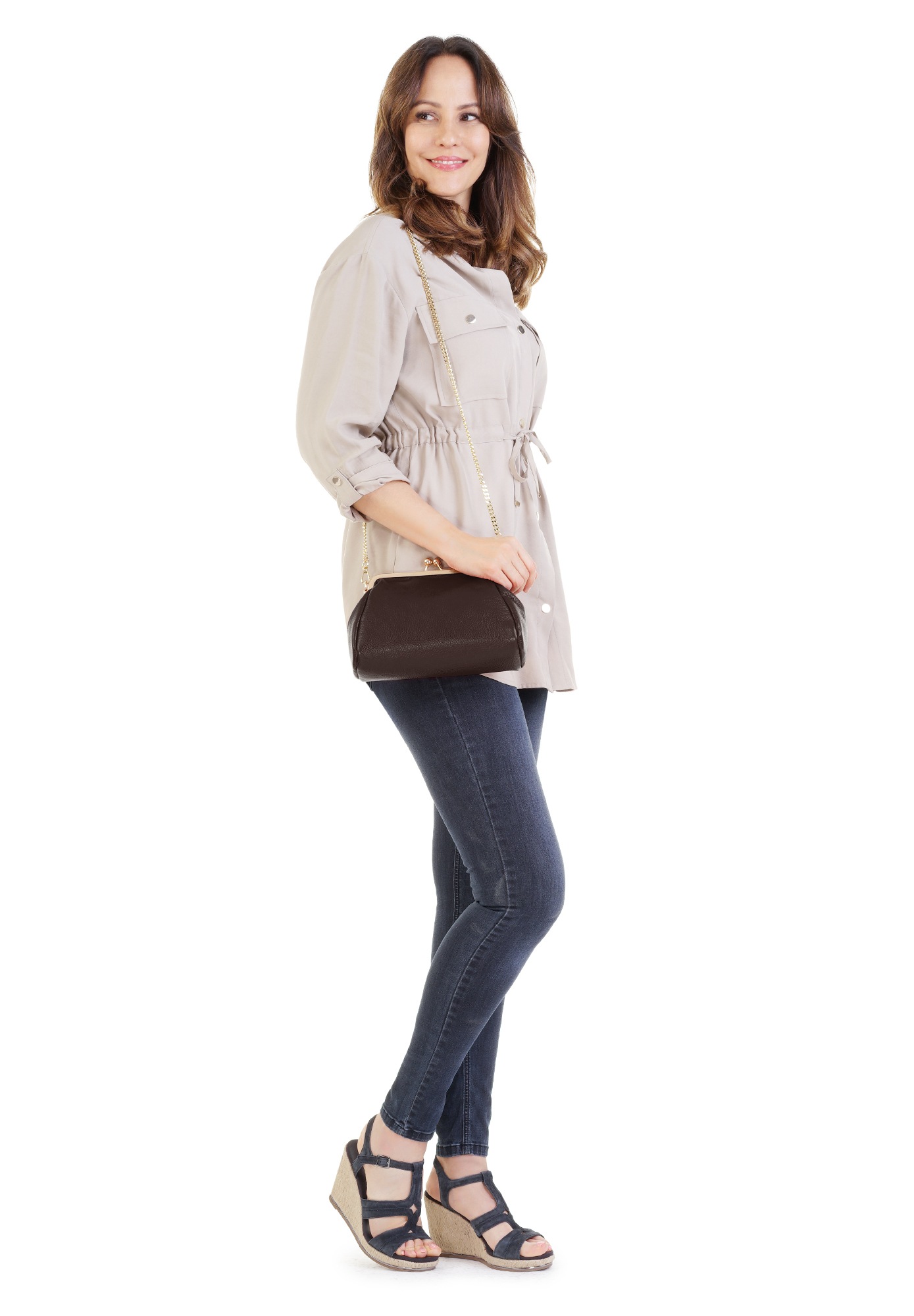 Cluty Abendtasche, echt Leder, Made in Italy
