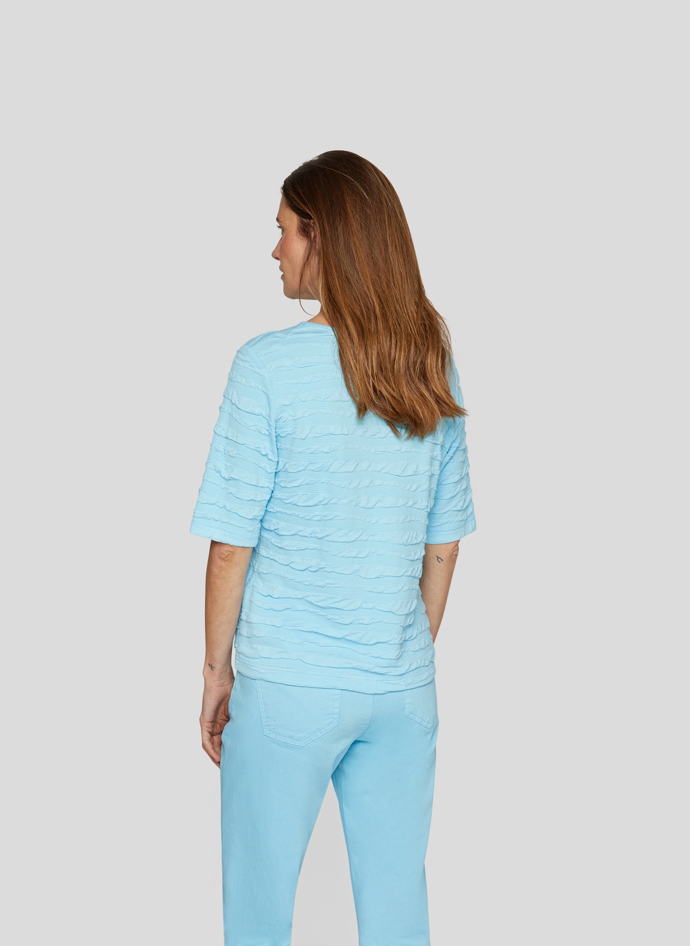 Rabe Rundhalsshirt, im Crincle-Look