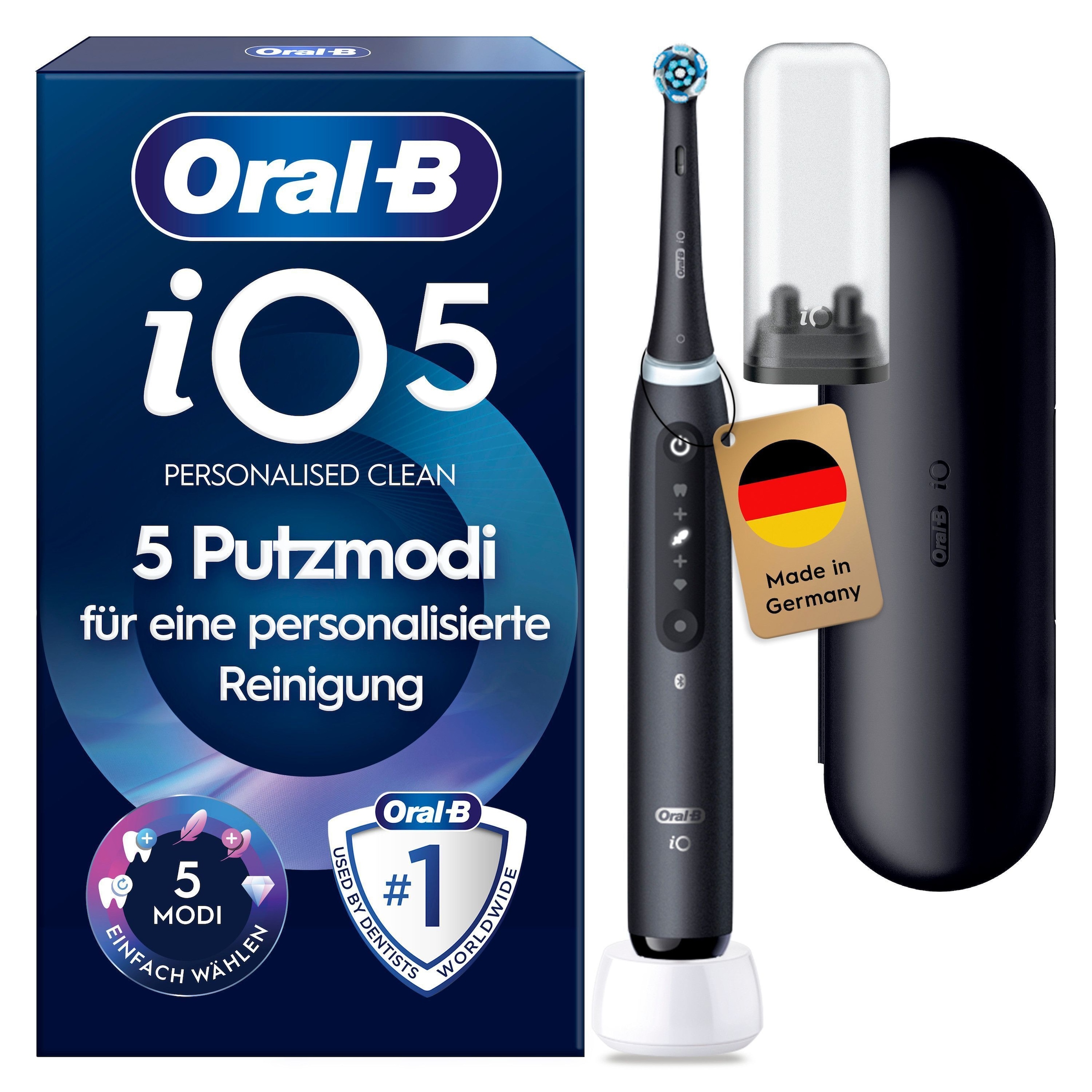 Oral-B Elektrische Zahnbürste "Oral-B iO Series 5" 1 Stk. Aufsteckbürsten Langanhaltender Akku  Reise-Etui  Aufsteckbürstenhalter
