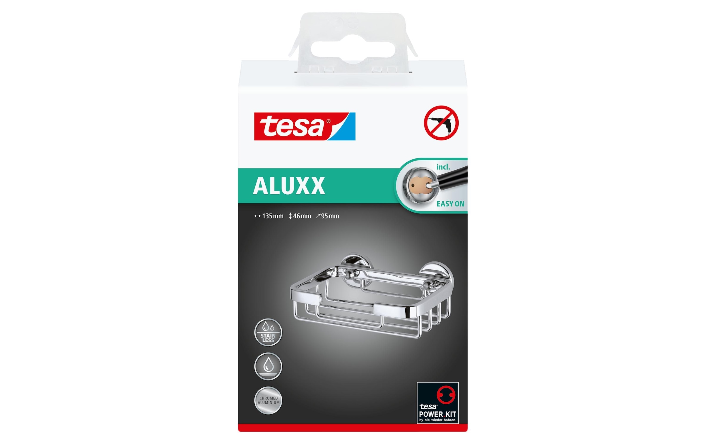 Tesa, tesa Badregal »Aluxx«, silberfarben, Aluminium, B/H/T: 13,5 cm x 4,6 cm