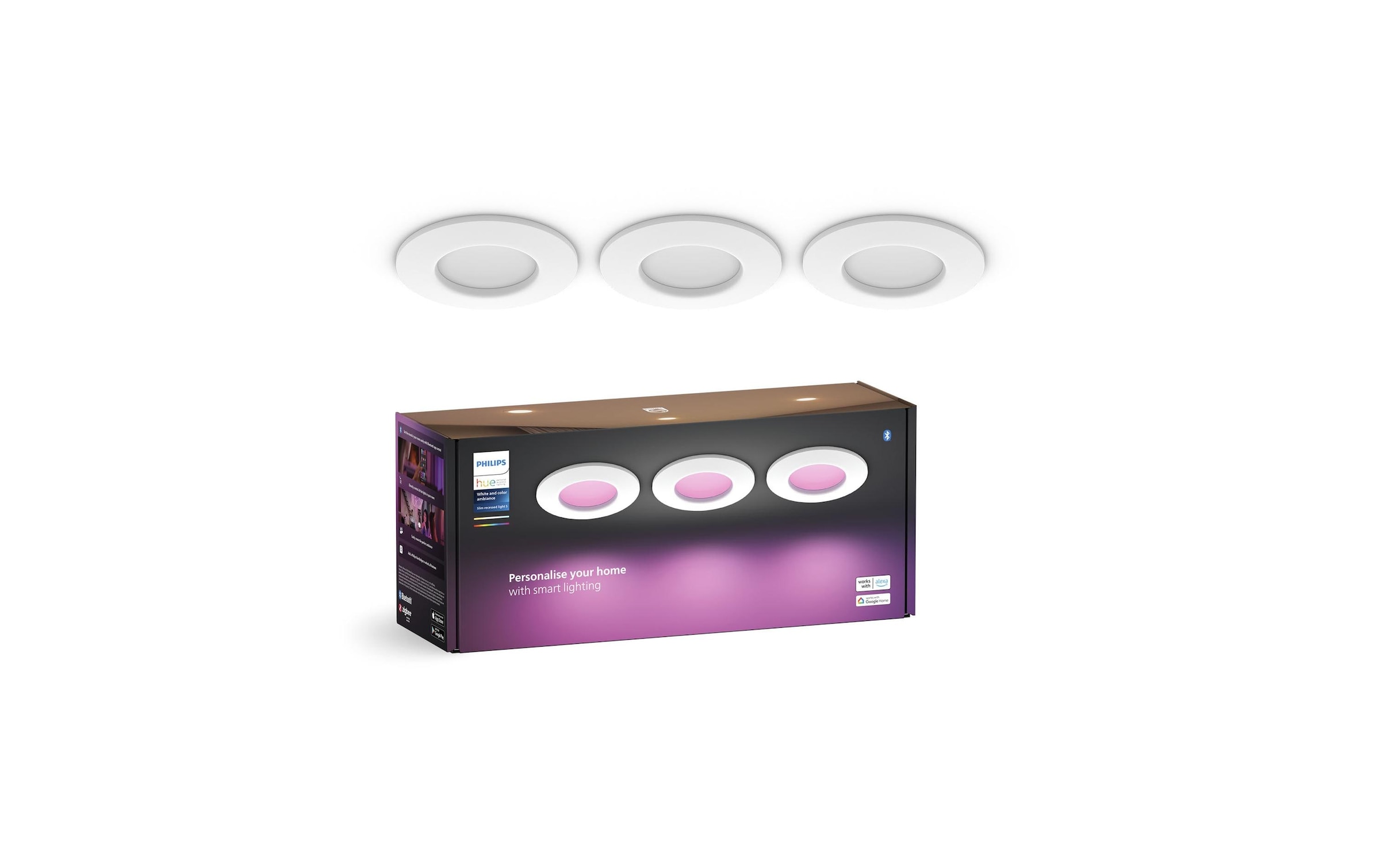 LED Deckenleuchte »White & Color Ambiance Slim Recessed 90 mm 3er weiss«