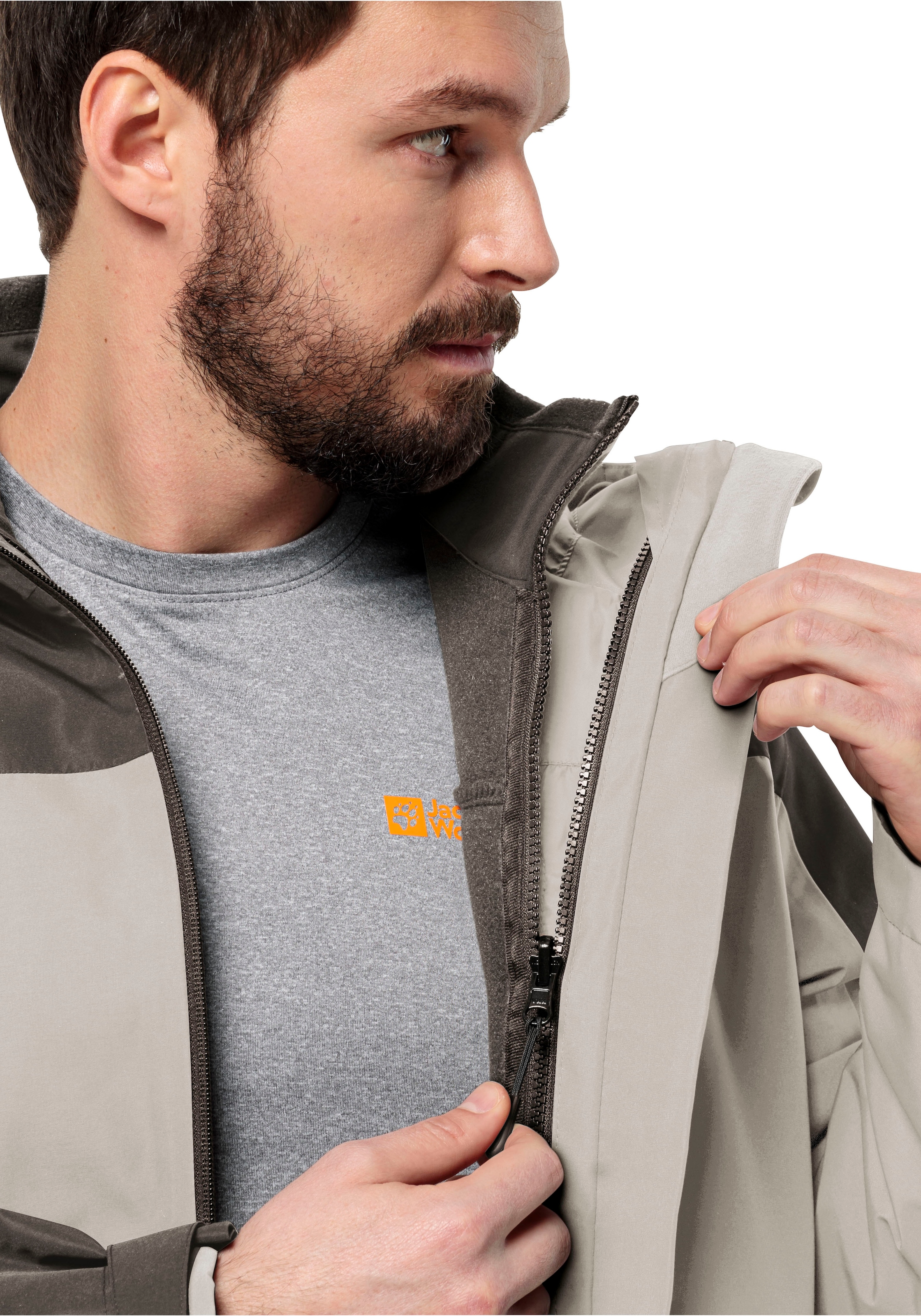 Jack Wolfskin 3-in-1-Funktionsjacke »TAUBENBERG 3IN1 JKT M«, mit Kapuze, Wasserabweisenden Reissverschlüssen, Wasserdicht, Atmungsaktiv