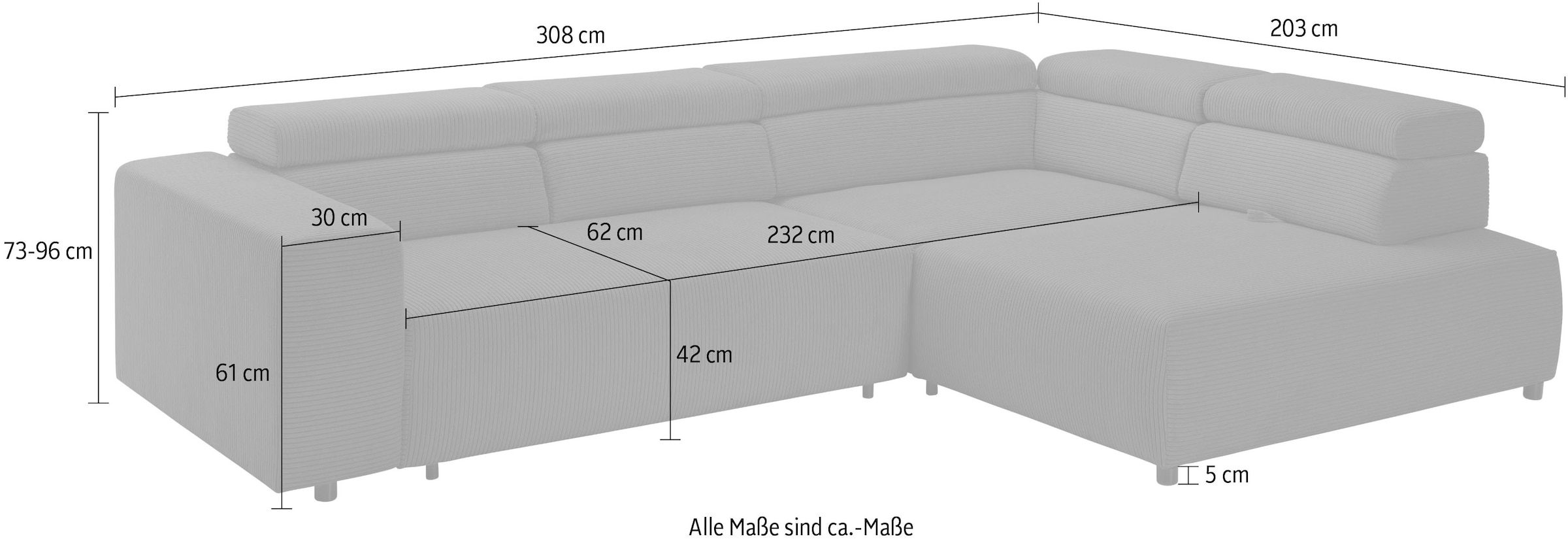 exxpo - sofa fashion Ecksofa »VITTORIO«, inkl. Kopfteil- und Sitztiefenverstellung, wahlweise mit Bettfunktion