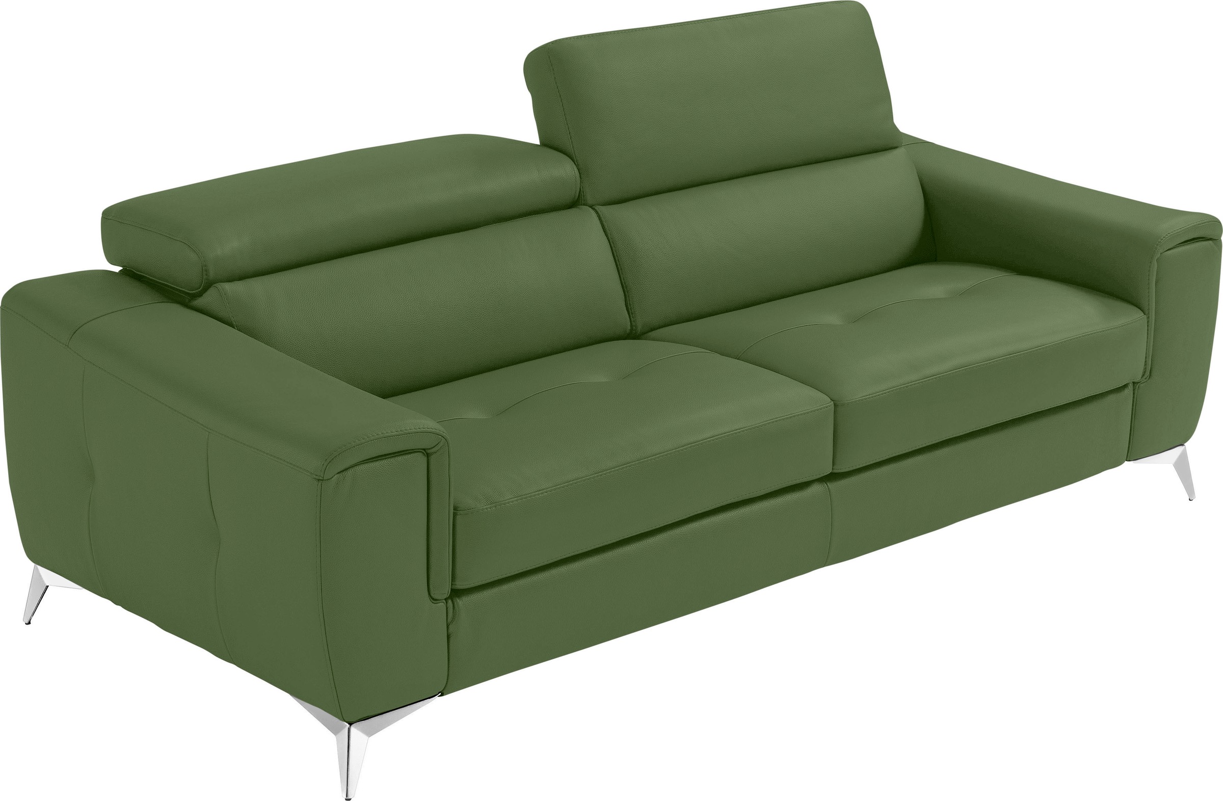 Egoitaliano 2,5-Sitzer "Francine, Designsofa, Loungesofa, Breite 213 cm, Fussfarbe chrom" Designfuss, Leder CAREZZA, sprite