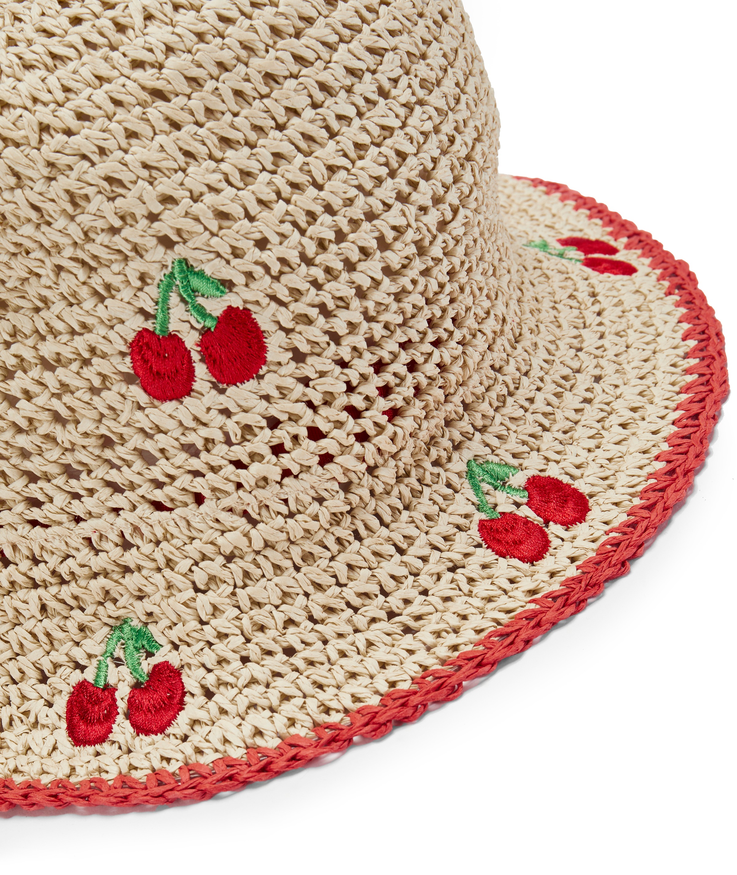 LSCN by LASCANA Strohhut "Sonnenhut, Sommerhut, Kopfbedeckung, Hut" NEU mit modischer Cherry Stickerei