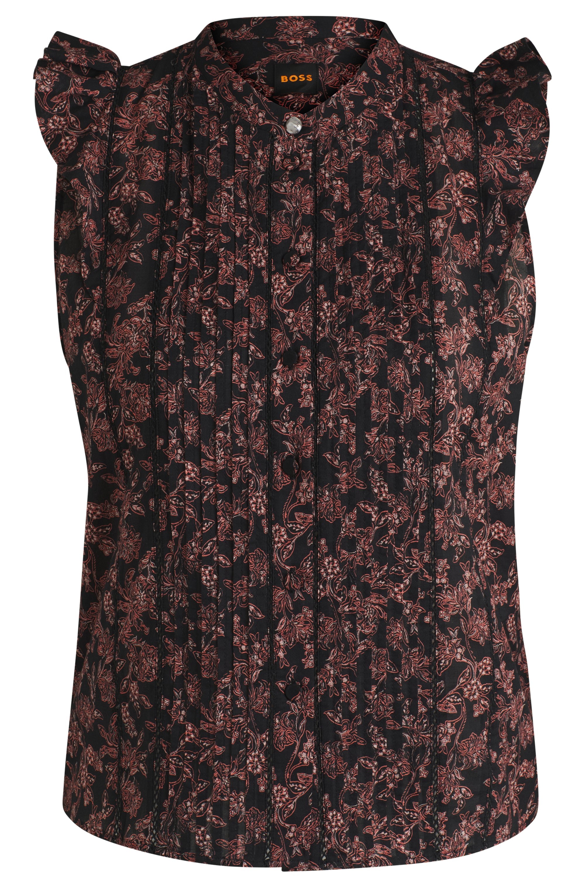 BOSS ORANGE Klassische Bluse »C_Bantiana«, mit Ajour Details, Stehkragen