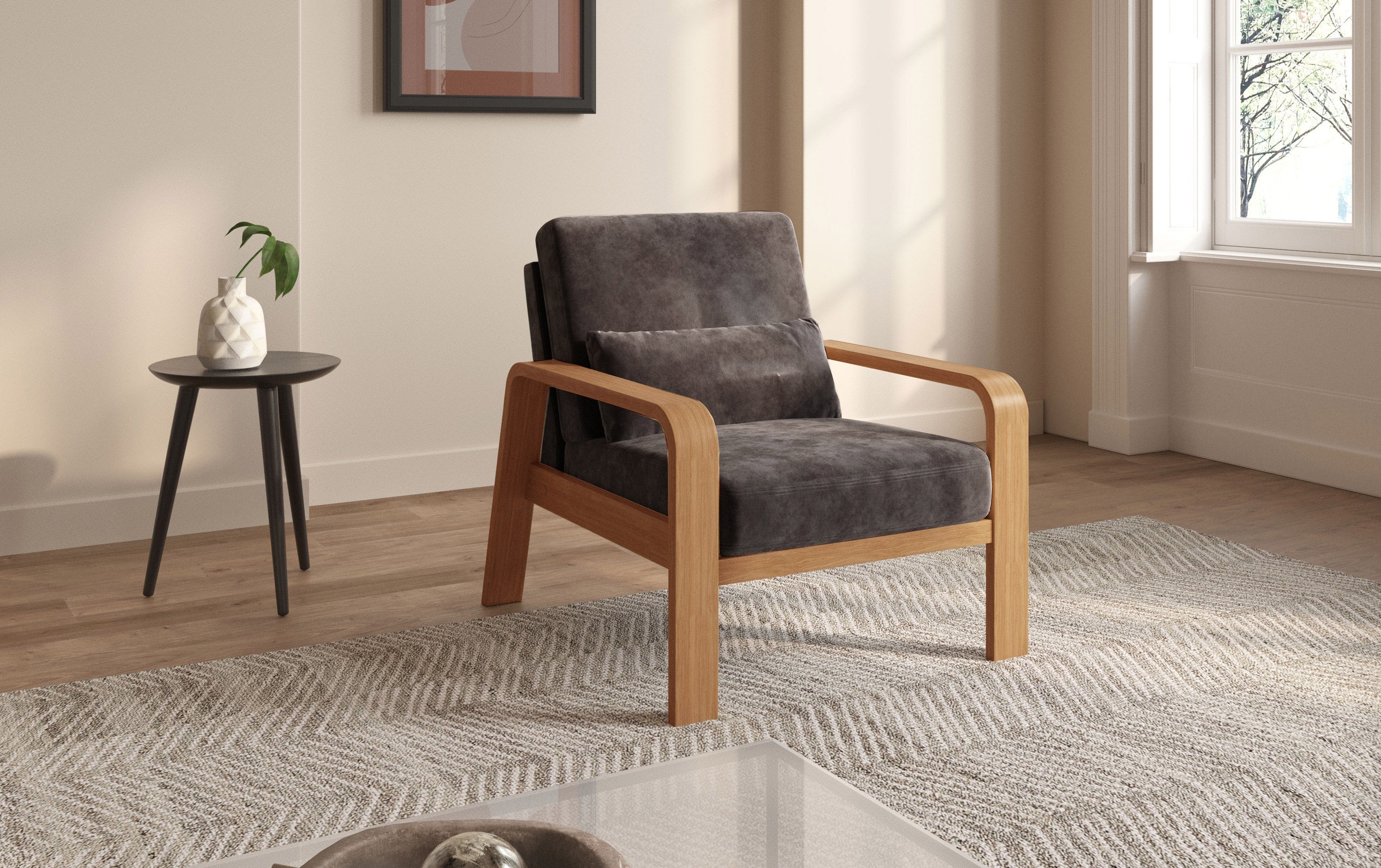 sit&more Sessel »Kolding«, Armlehnen aus eichefarbigem Buchenholz, verschiedene Bezüge und Farben