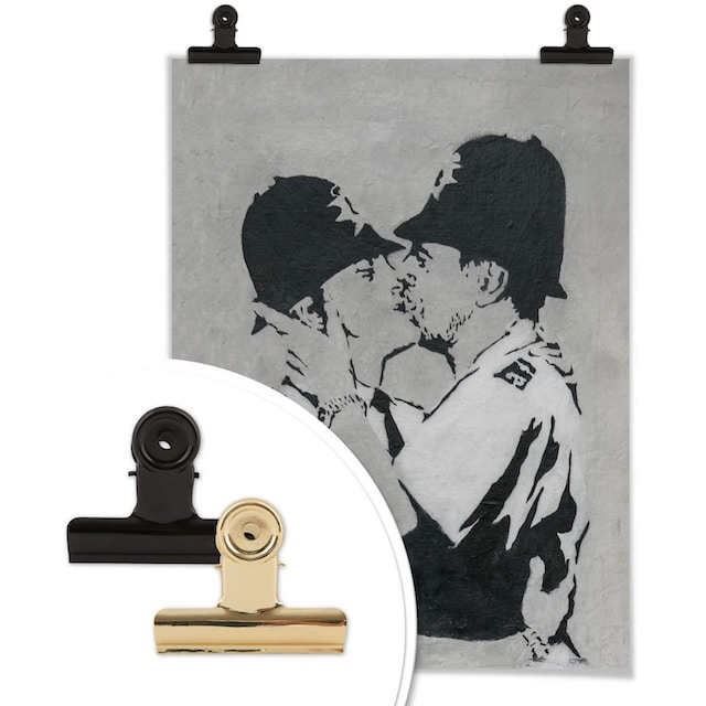 Wall-Art Poster »Graffiti Bilder St.), | online Poster, Policemen«, Wandposter Menschen, Jelmoli-Versand Wandbild, Kissing bestellen (1 Bild