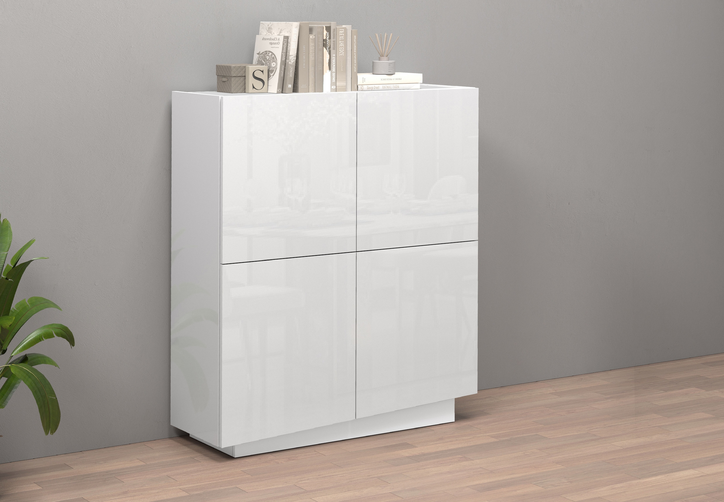 INOSIGN Highboard »VELA, Highboard, Höhe 120 cm,Design mit schrägen Türen«, (1 St.), Made in Italy, Masse-B/T/H: 100x35x120,hohes Sideboard,Anrichte,Kommode