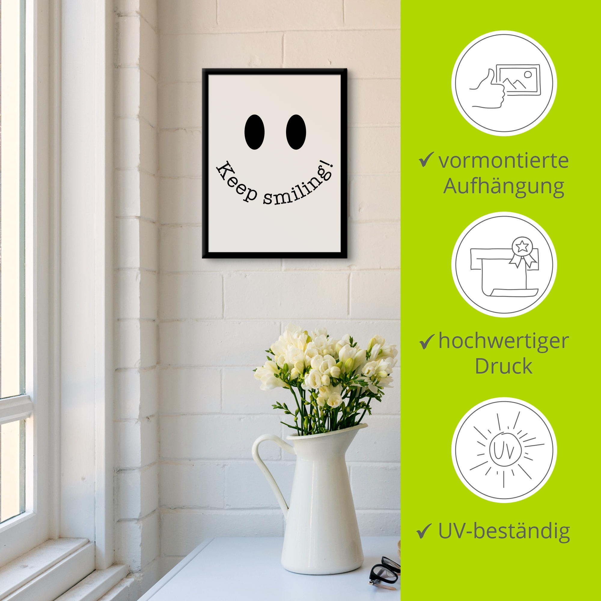 Artland Wandbild »Lachen«, Sprüche & Texte, (1 St.)