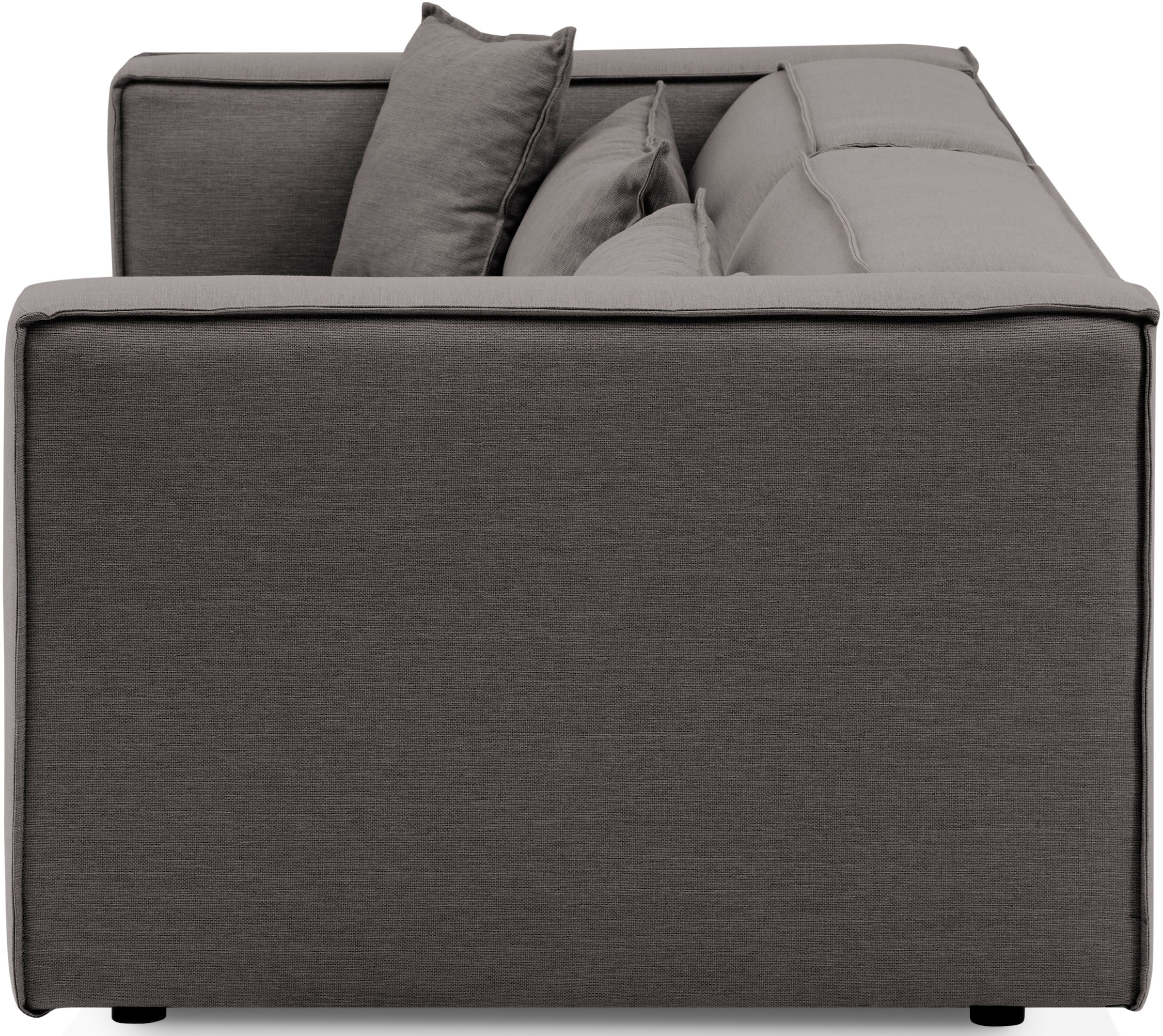 LeGer Home by Lena Gercke 3-Sitzer »PIARA, Couch mit Kedernaht, Sofa in Cord oder Leinenoptik«, schwarze Füsse, bequemer Sitzkomfort
