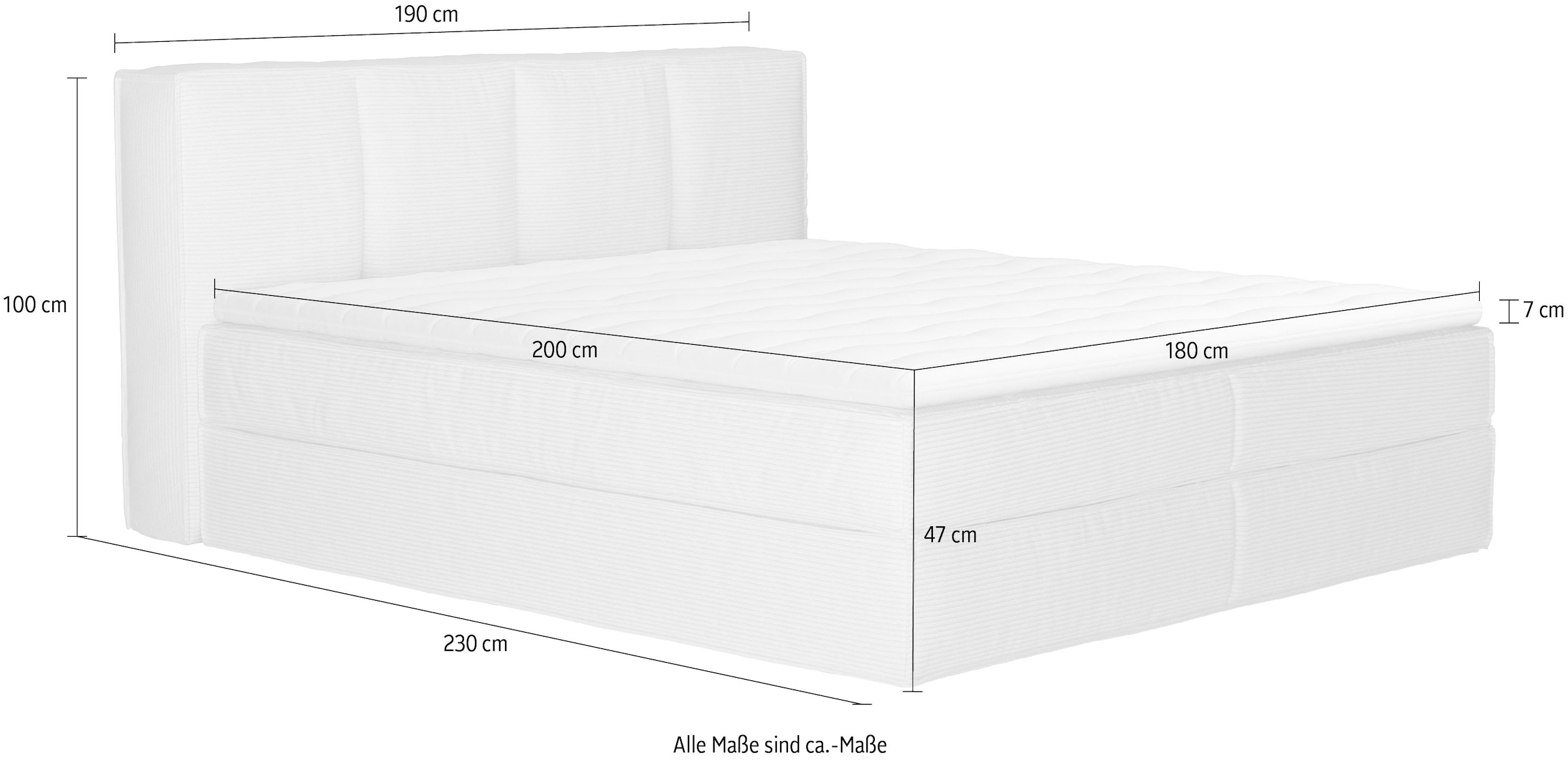 LeGer Home by Lena Gercke Boxspringbett »Addyson«, (Härtegrade H2, H3 und H4 wählbar), Boxspringbett inkl. Topper, 2 Matratzen