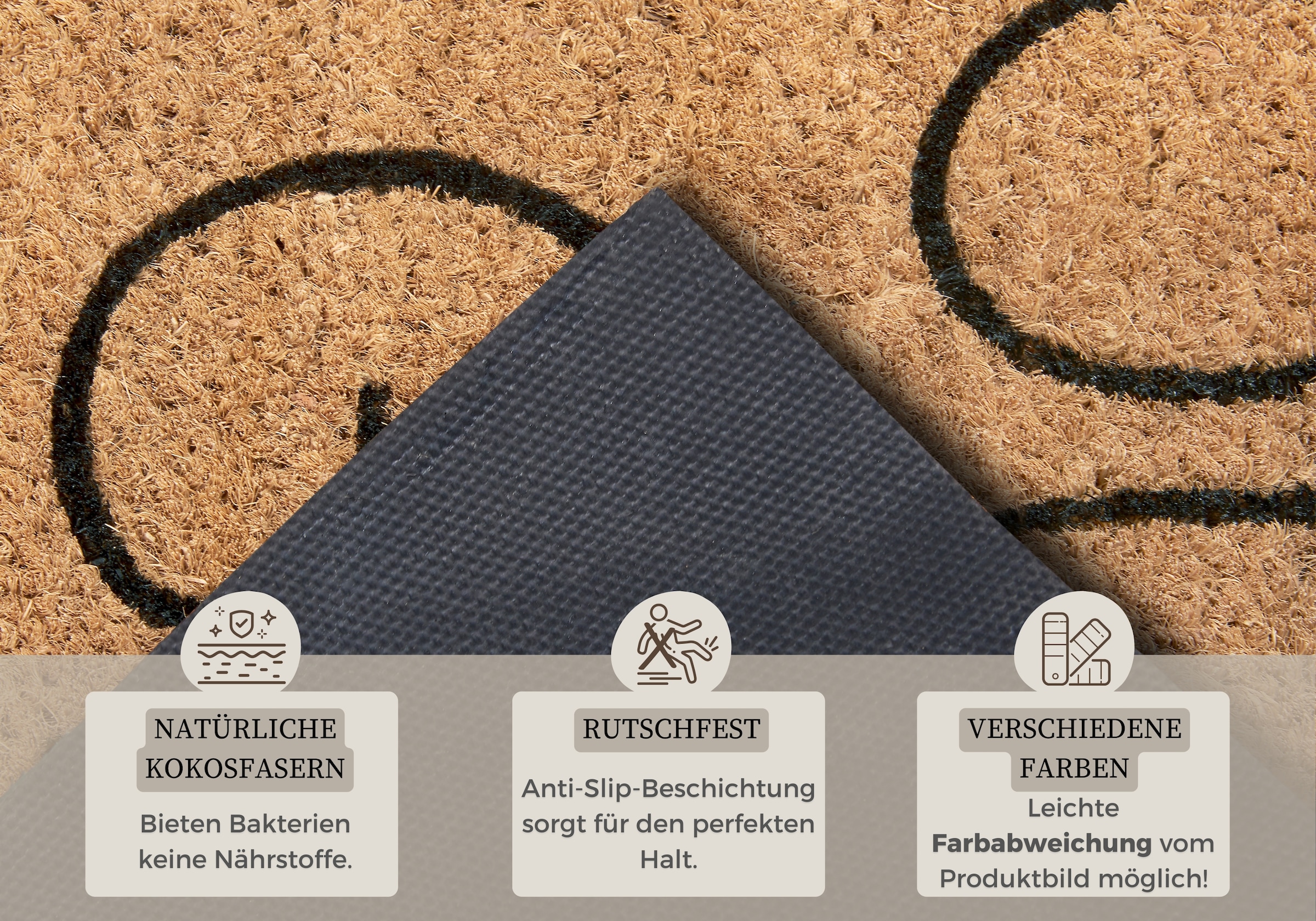 HANSE Home Fussmatte »Mix Mats Kokos Gin, Türmatte«, rechteckig, 15 mm Höhe, Kokos, Schmutzfangmatte, Outdoor, Rutschfest, Innen, Kokosmatte, Flur