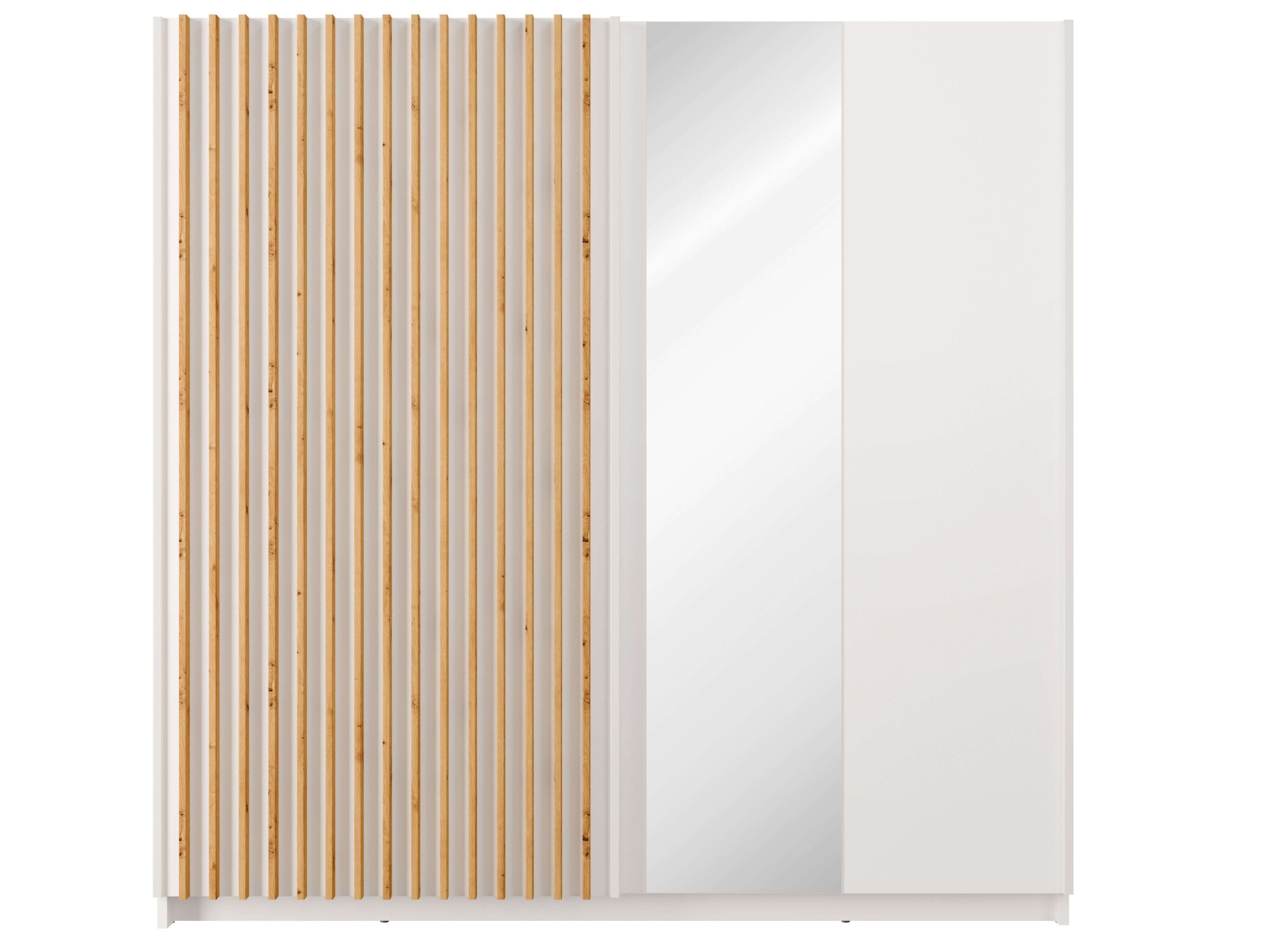 Home affaire Kleiderschrank »Kleiderschrank Camden mit Spiegel, 4 Einlegeböden und Kleiderstange«, Garderobe mit 2 Schwebetüren und Lamellen, BxHxT 200,2x198,5x61,6 cm