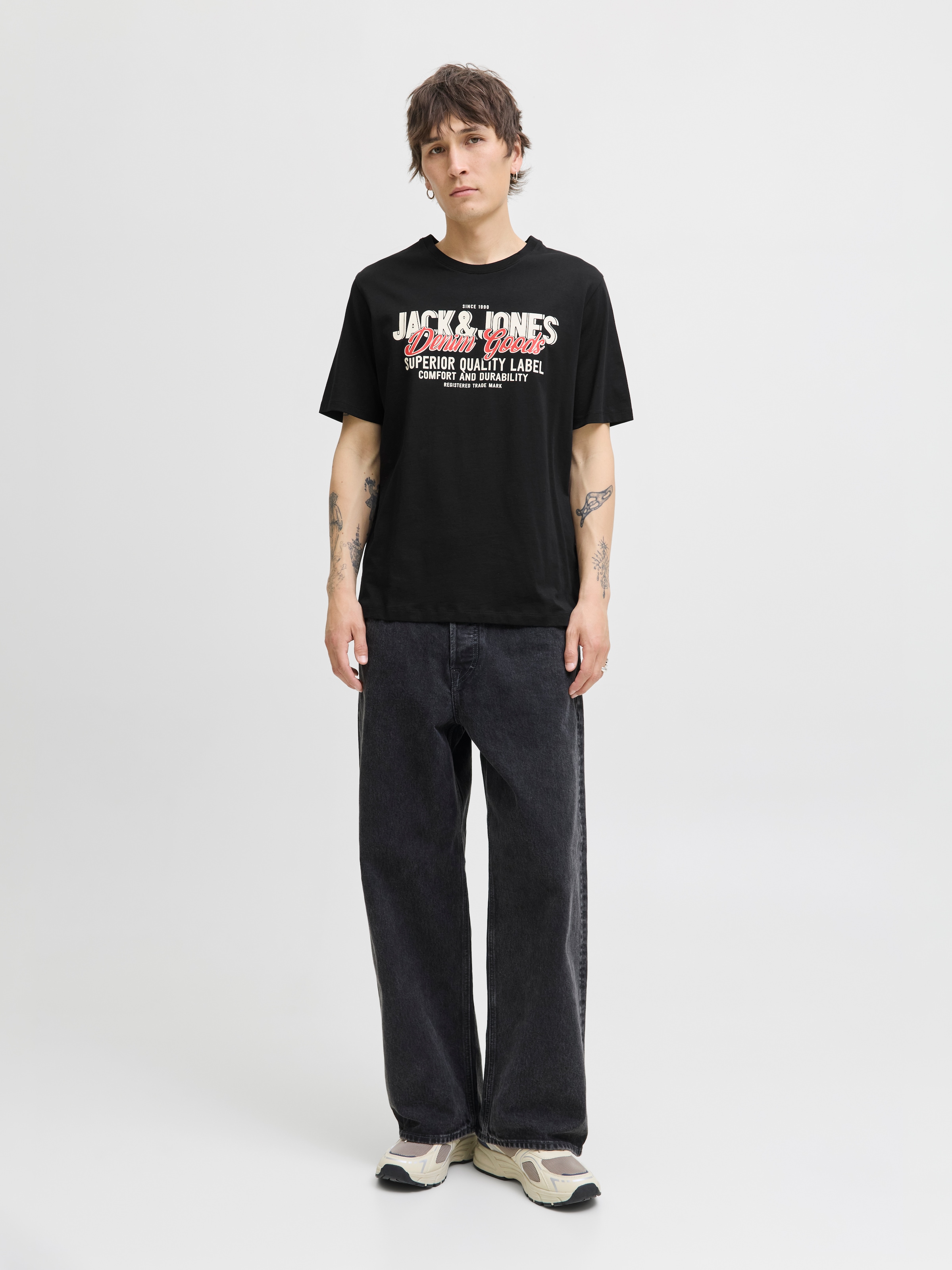 Jack & Jones Rundhalsshirt »JJELOGO TEE SS O-NECK 2 COL AW25 SN«