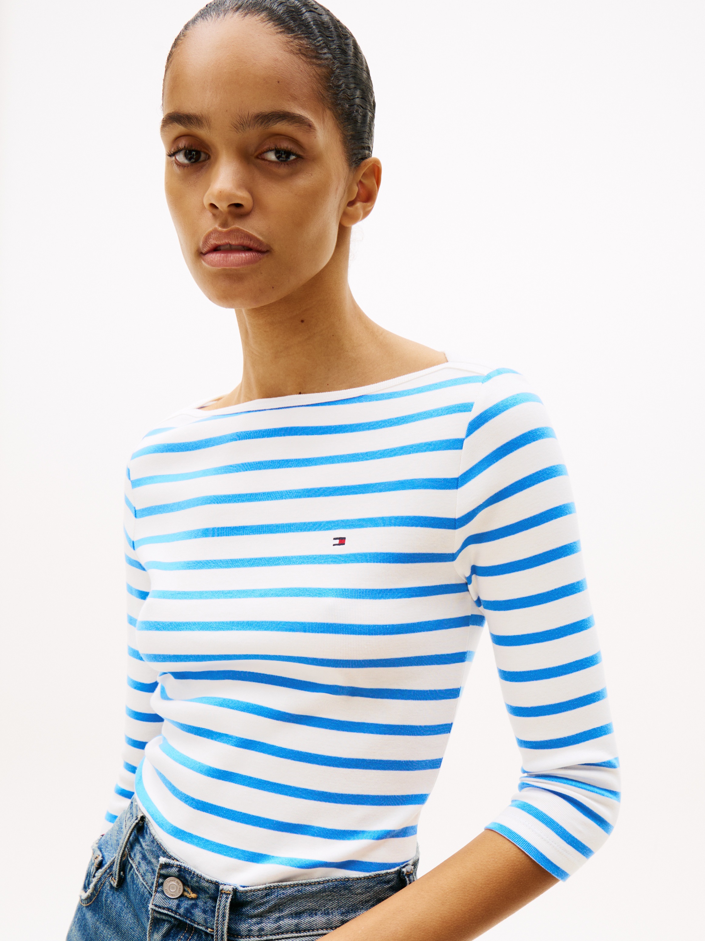Tommy Hilfiger 3/4-Arm-Shirt »NEW CODY SLIM BOAT-NK 3/4SLV«, mit Logostickerei
