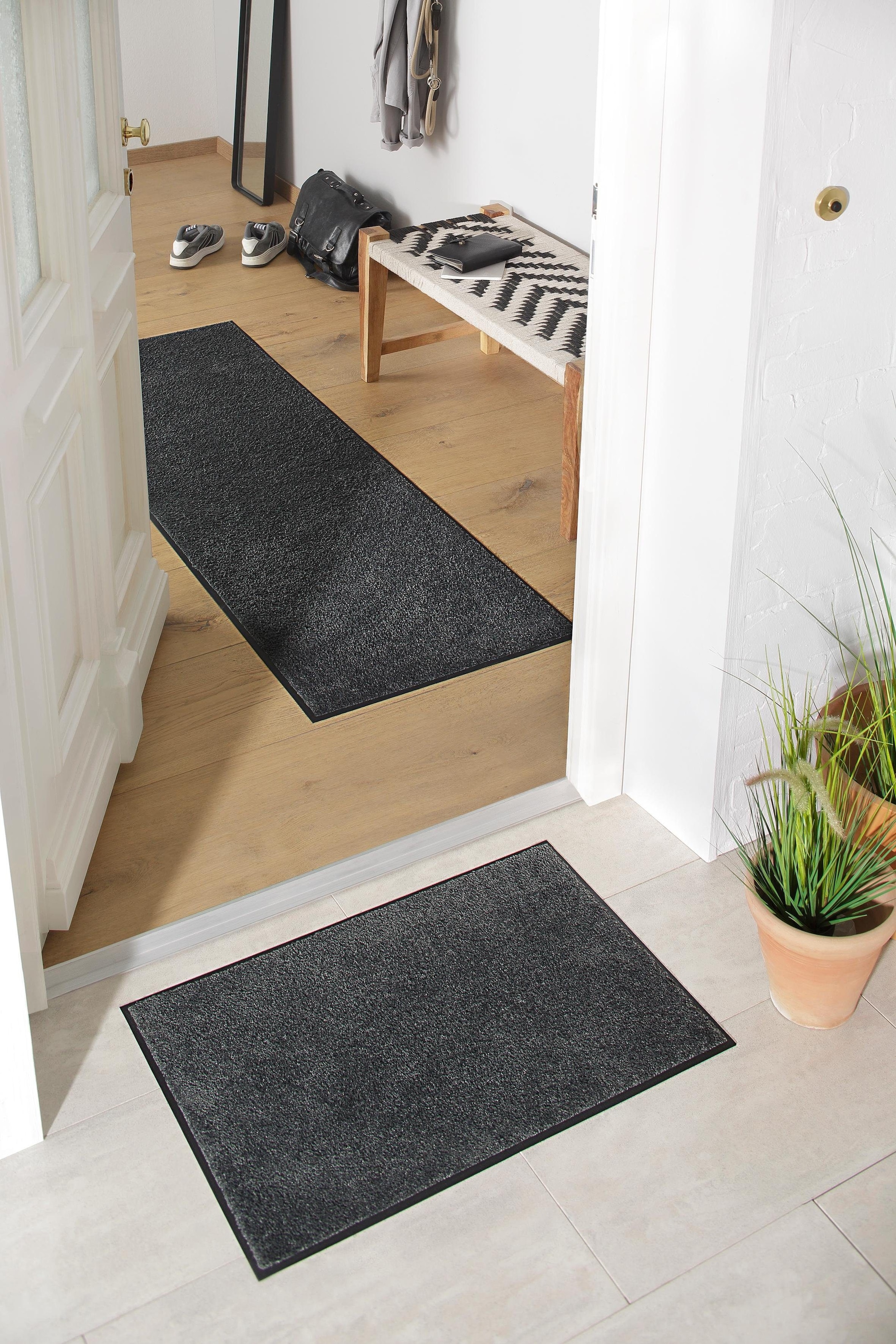 my home Fussmatte »Lavea«, rechteckig, 9 mm Höhe, Schmutzfangmatte, Uni-Farben, In- und Outdoor-Teppich, waschbar