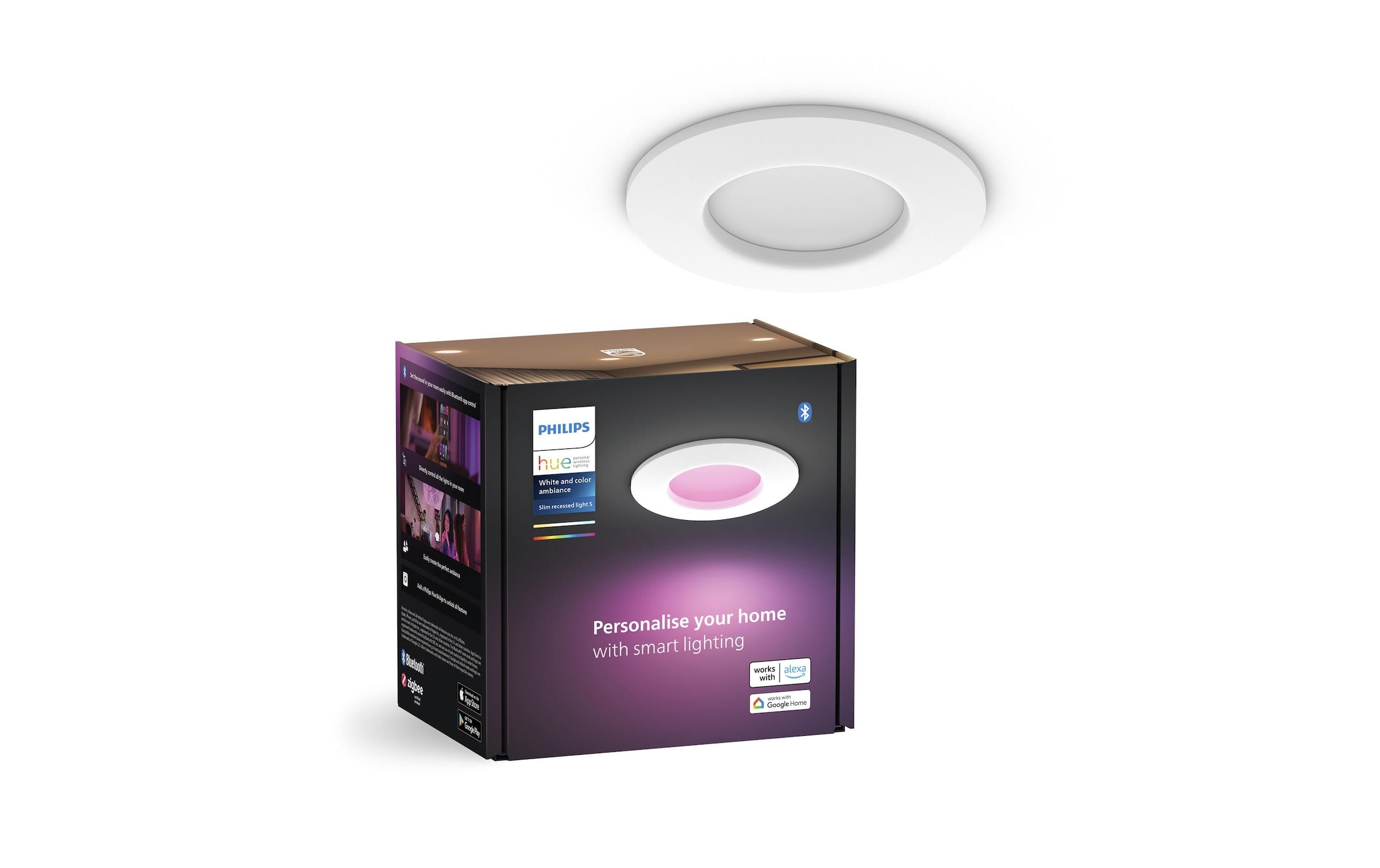 Philips Hue LED Deckenleuchte »White & Color Ambiance Slim Recessed 90 mm weiss«