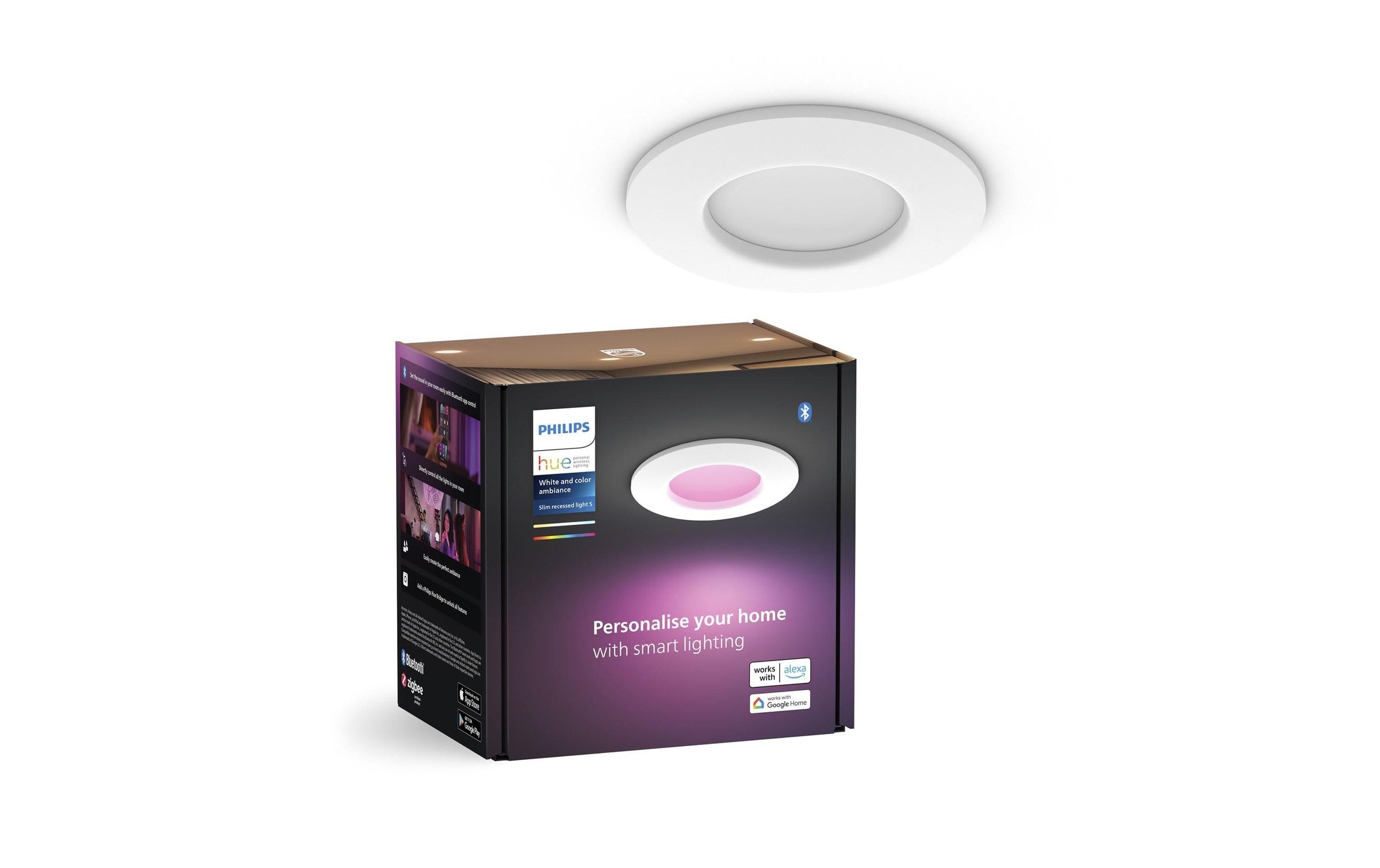 Philips Hue LED Deckenleuchte »White & Color Ambiance Slim Recessed 90 mm weiss« Neutralweiss RGB Tageslichtweiss Warmweiss