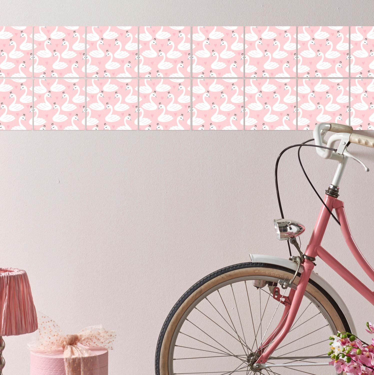 queence Fliesenaufkleber »Schwäne«, Stickerfliesen, selbstklebend, Sticker, 12er Set