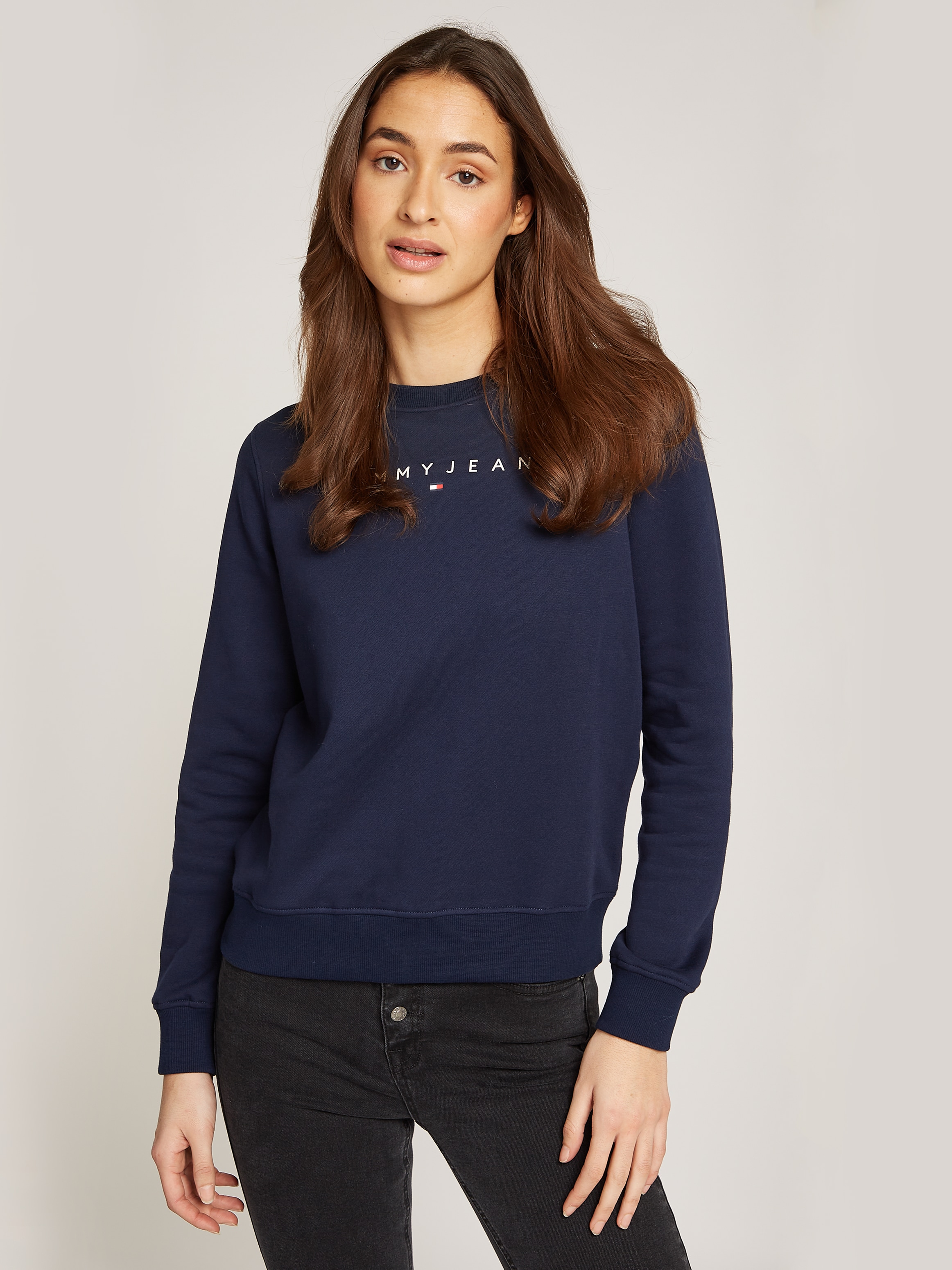 Tommy Jeans Curve Sweatshirt »TJW REG LINEAR CREW EXT«, in Grossen Grössen mit Logoschriftzug