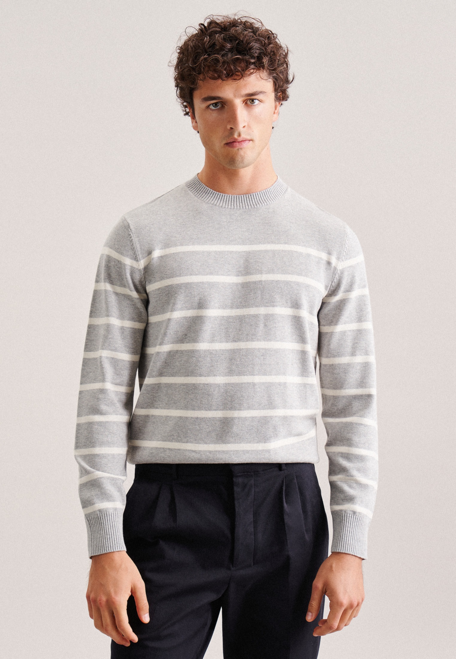 seidensticker Strickpullover »Regular« Langarm Rundhals Streifen