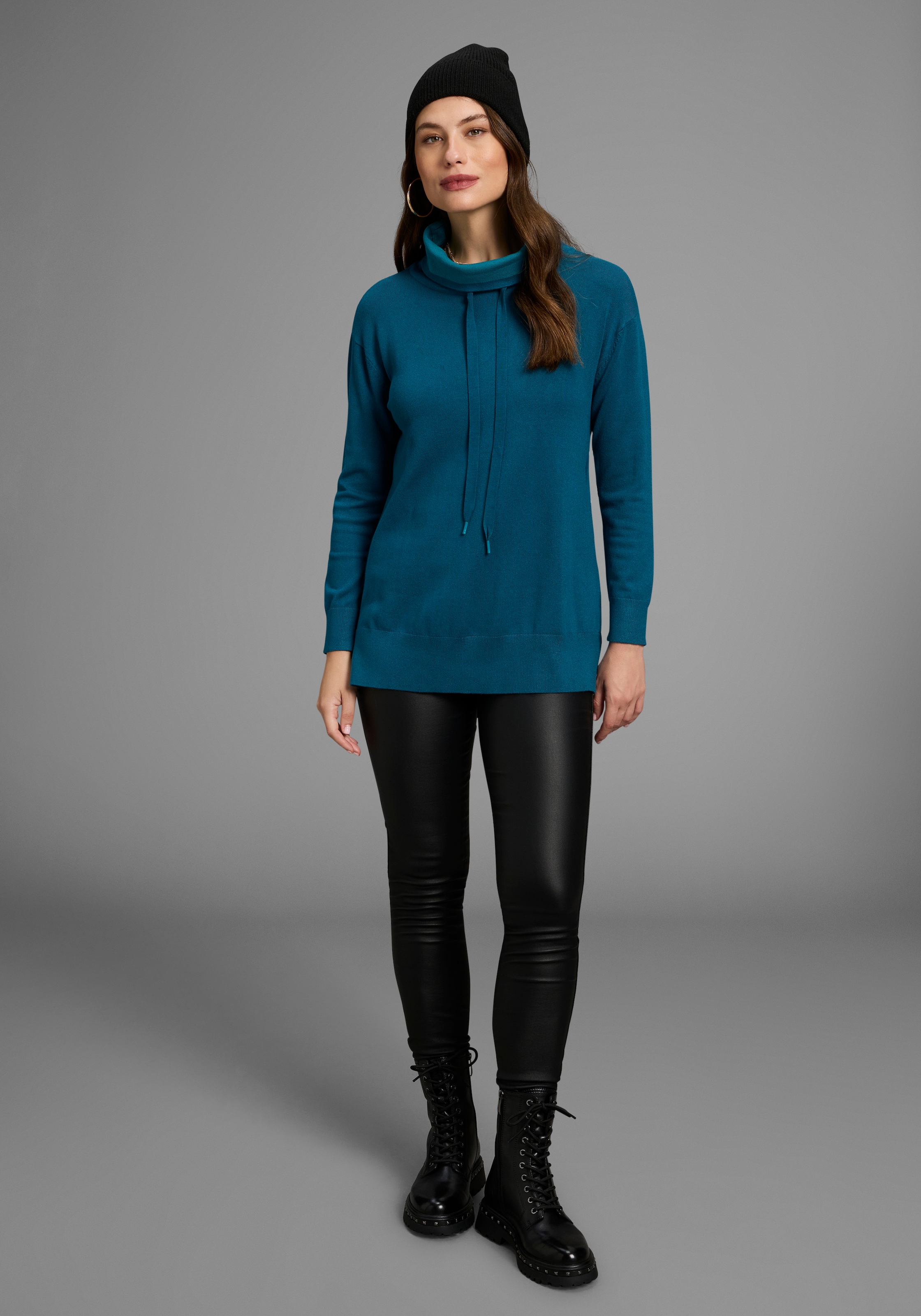 Laura Scott Schalkragenpullover, mit Bindeband