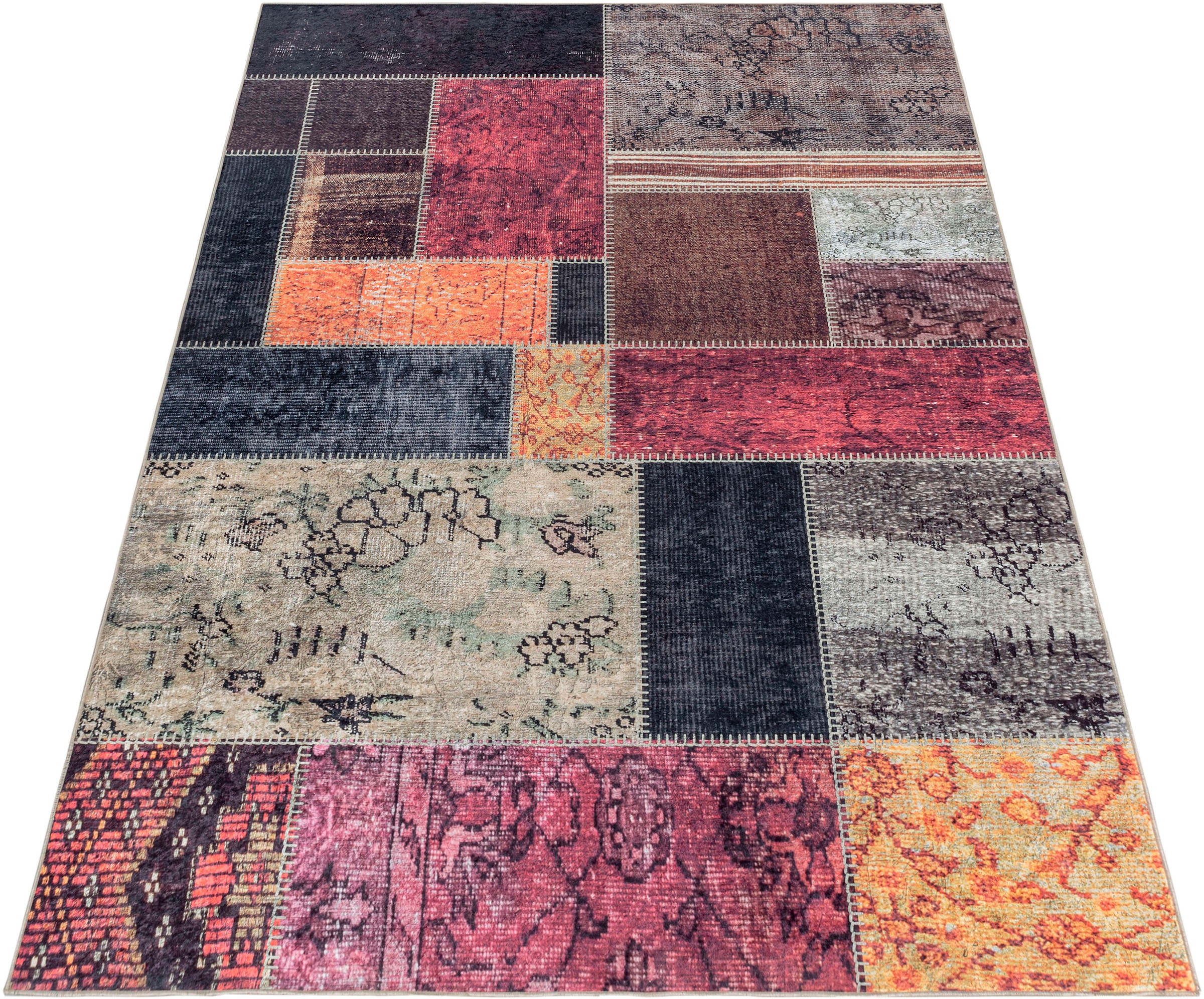 Ayyildiz Teppiche Teppich »FIESTA 4302«, rechteckig, pflegeleichter Kurflorteppich, moderne Patchwork, Optik