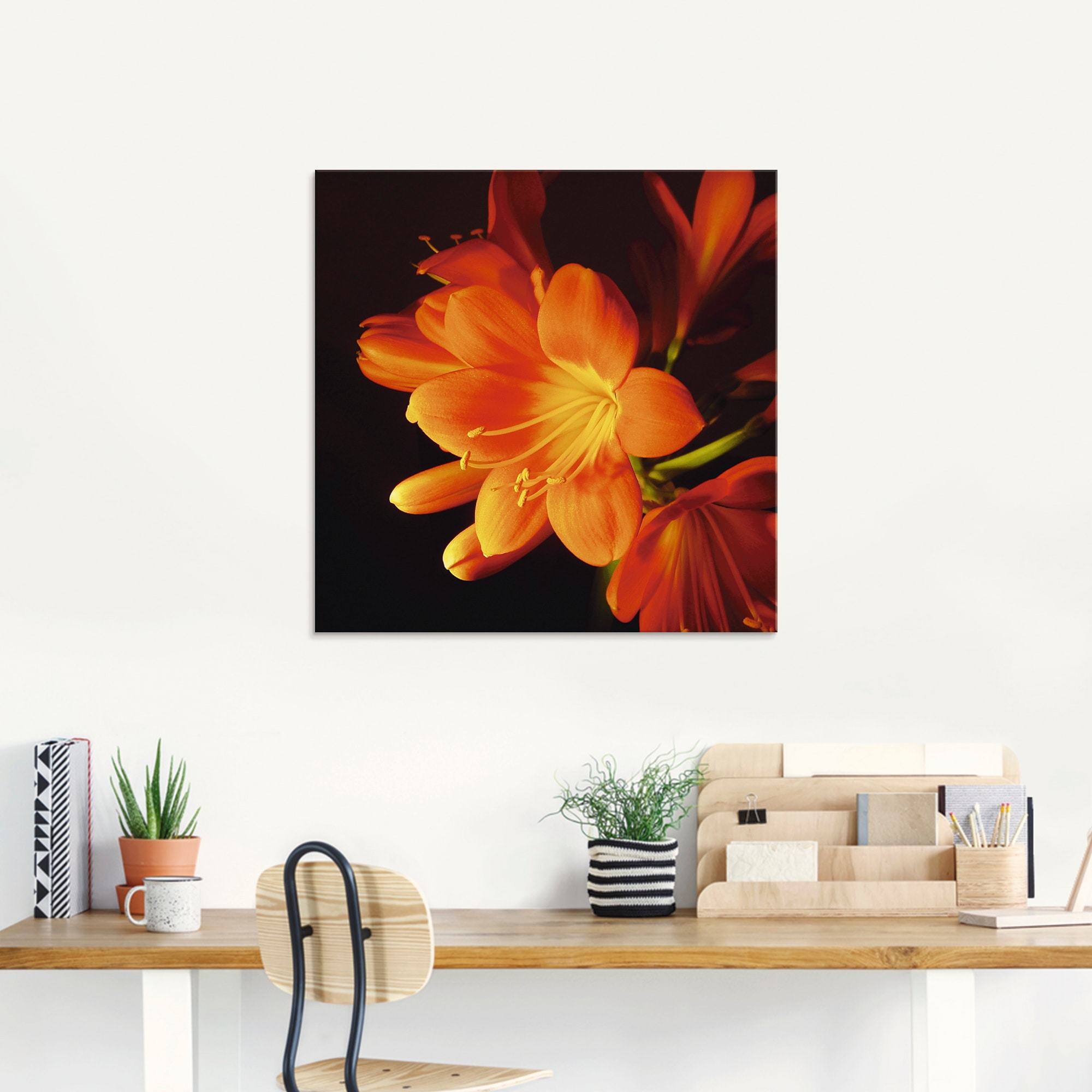 Artland Glasbild »Clivie in leuchtendem Orange«, Blumen, (1 St.), in verschiedenen Grössen