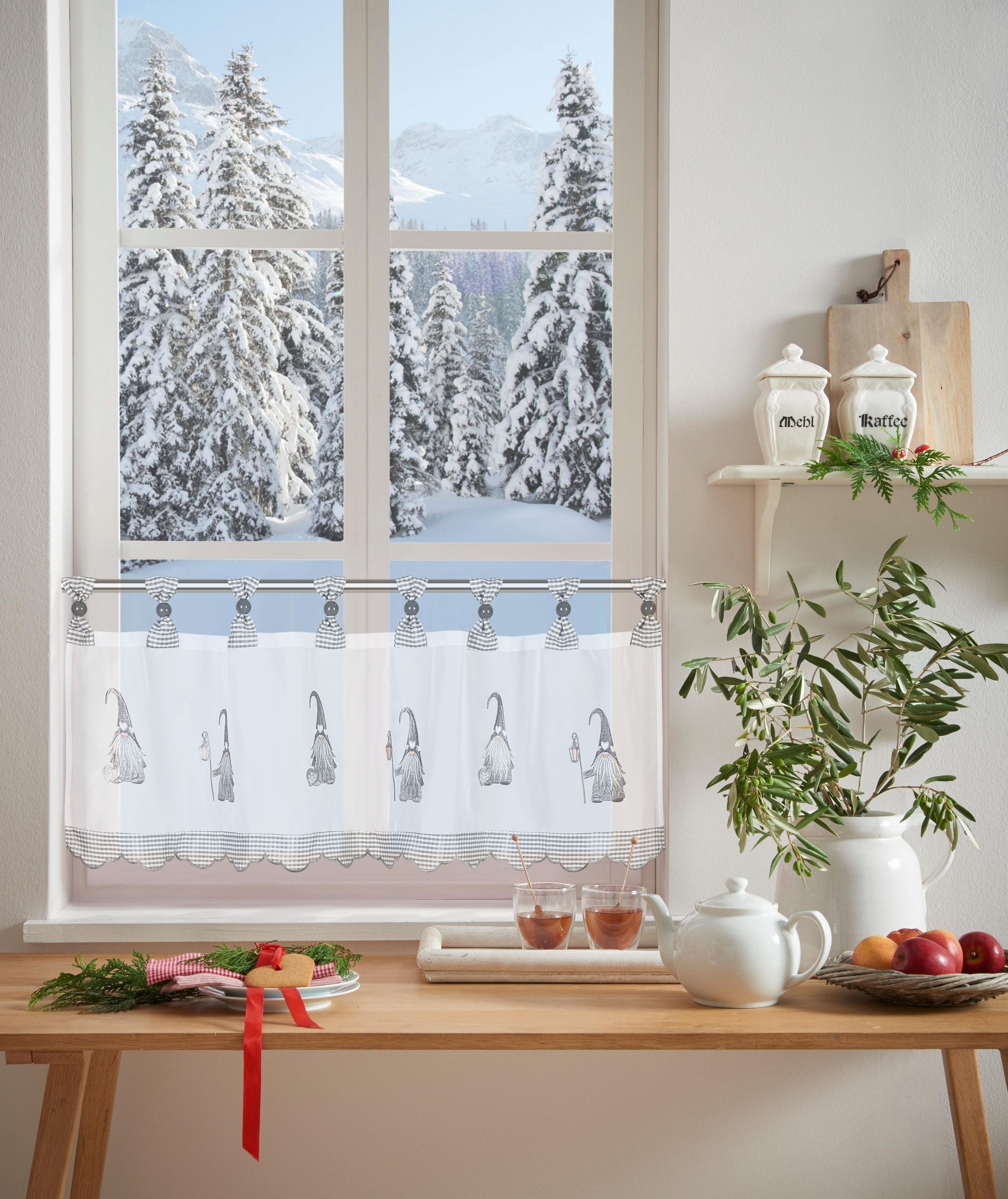 my home online die Weihnachtszeit mit | St.), die bestellen Jelmoli-Versand (1 für Küche Schlaufenaufhängung, »WICHTEL«, Scheibengardine für