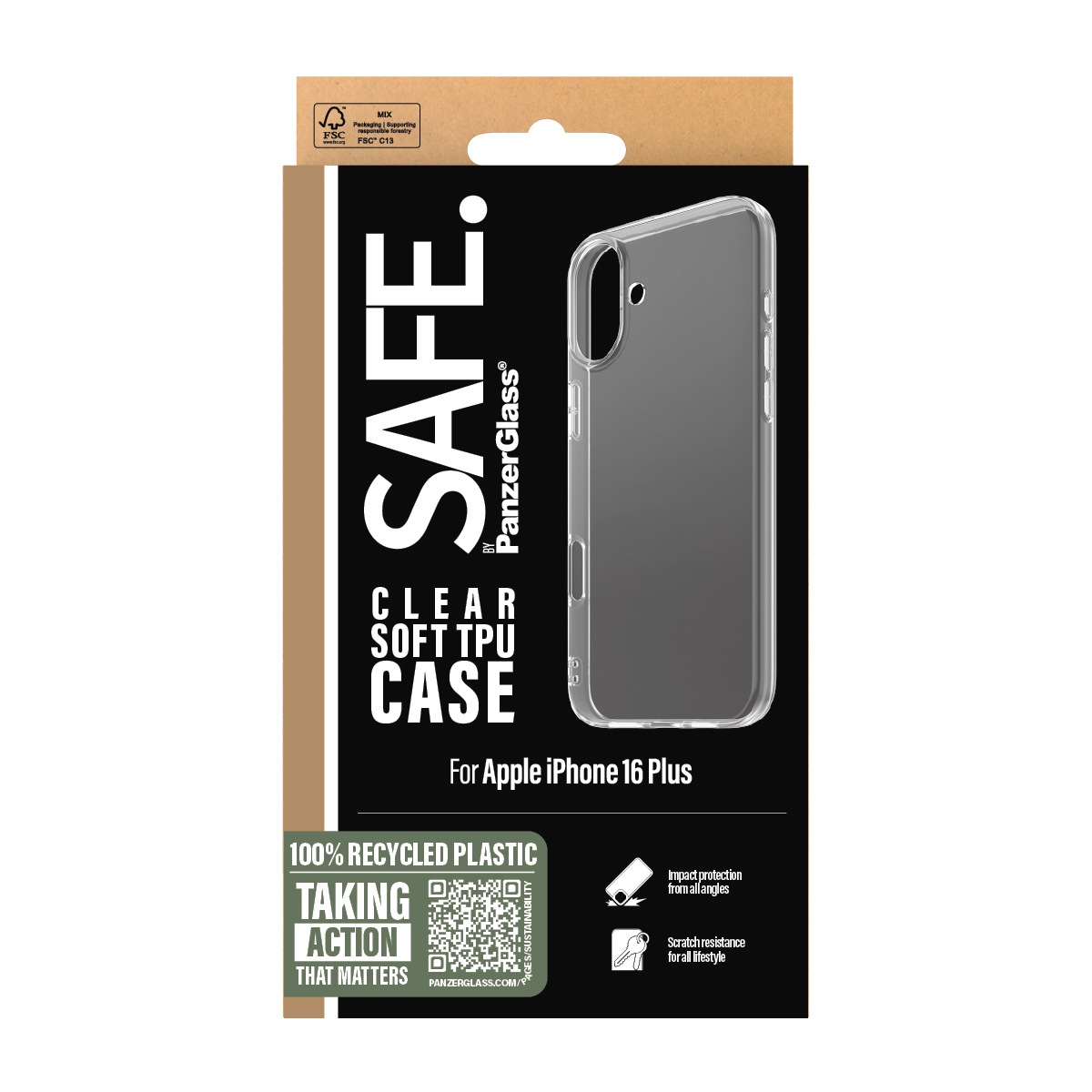 SAFE by PanzerGlass Handyhülle »Soft TPU Case für Apple iPhone 16 Plus«, Backcover, Schutzhülle, Handyschutzhülle, Case, Schutzcase, stossfest