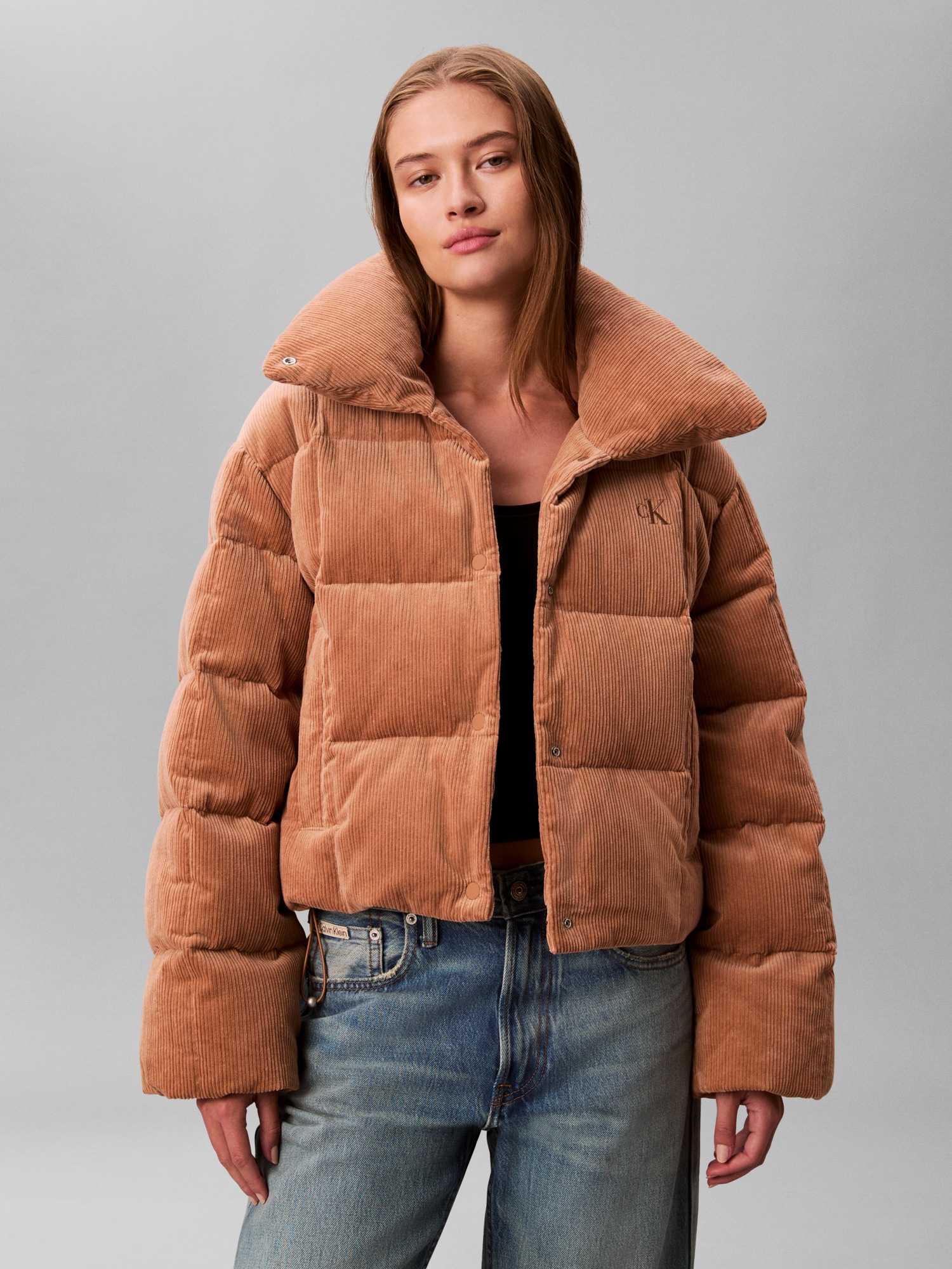 Calvin Klein Jeans Cordjacke »CORDUROY INSULATED DOWN PUFFER« ohne Kapuze Mit Rundhalsausschnitt, regular fit