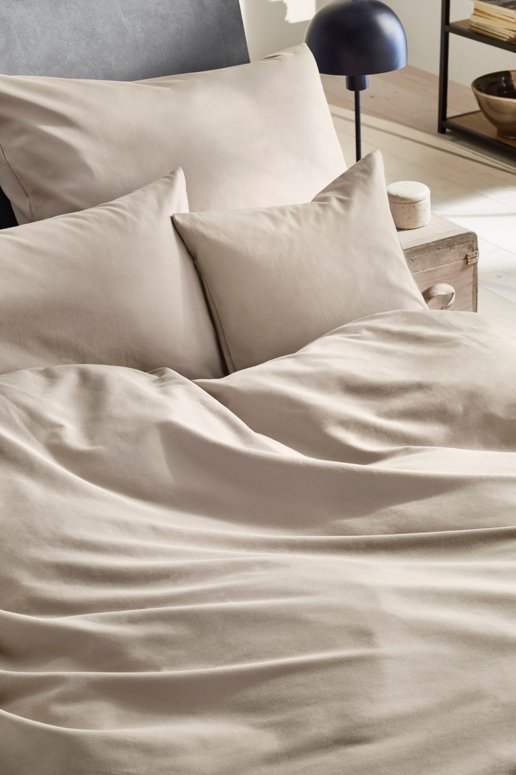 Primera Bettwäsche »Uni Luxus-Satin in Gr. 135x200, 155x220 oder 200x200 cm«, Bettwäsche aus Baumwolle, unifarbene Bettwäsche mit Reissverschluss