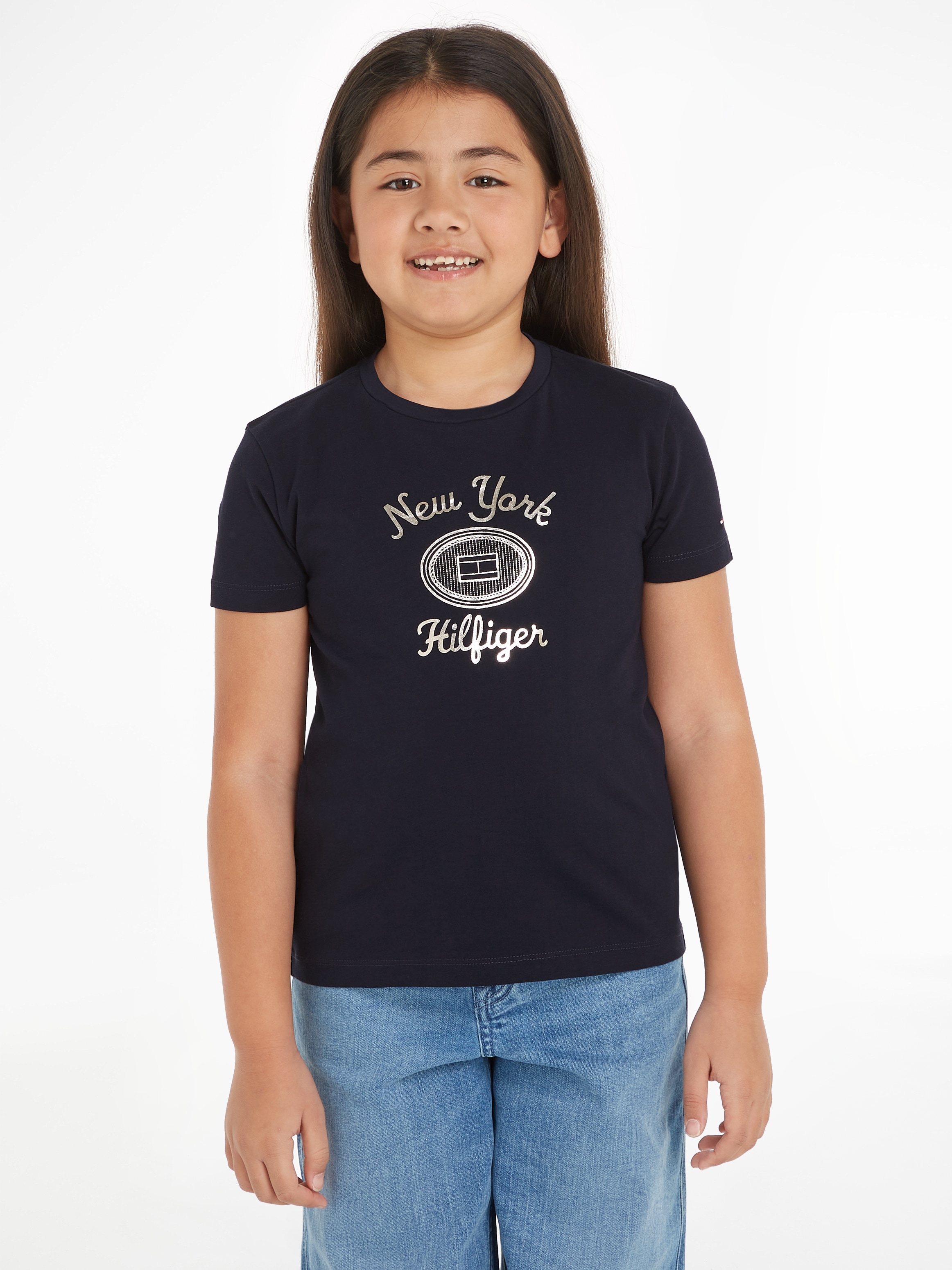 Tommy Hilfiger Kurzarmshirt »HILFIGER NY FOIL REG TEE SS«, Kinder bis 16 Jahre mit Logoprägung