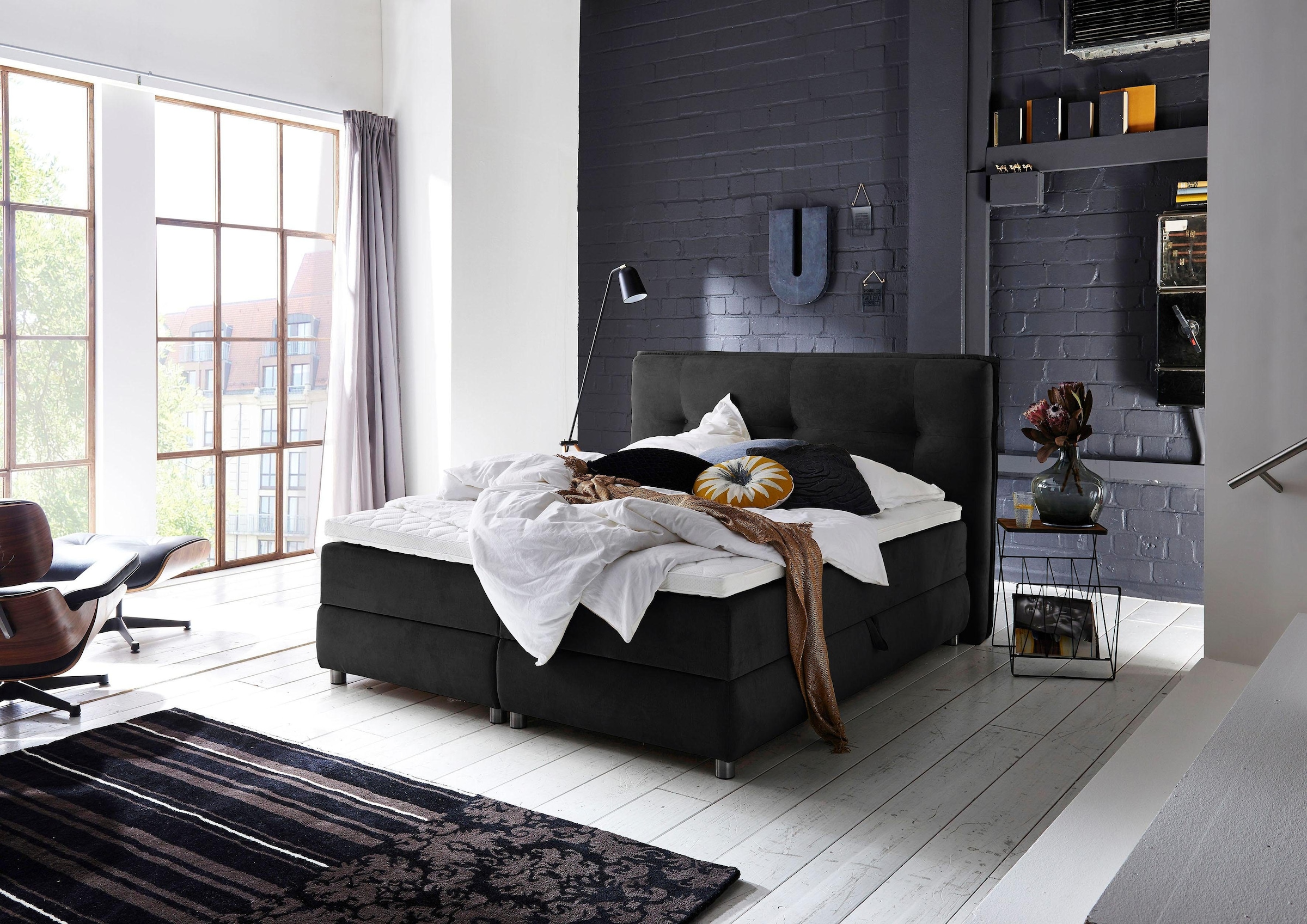 ATLANTIC home collection Boxspringbett »Tilo«, mit Tonnentaschen-Federkernmatratze, inkl. Bettkasten und Topper