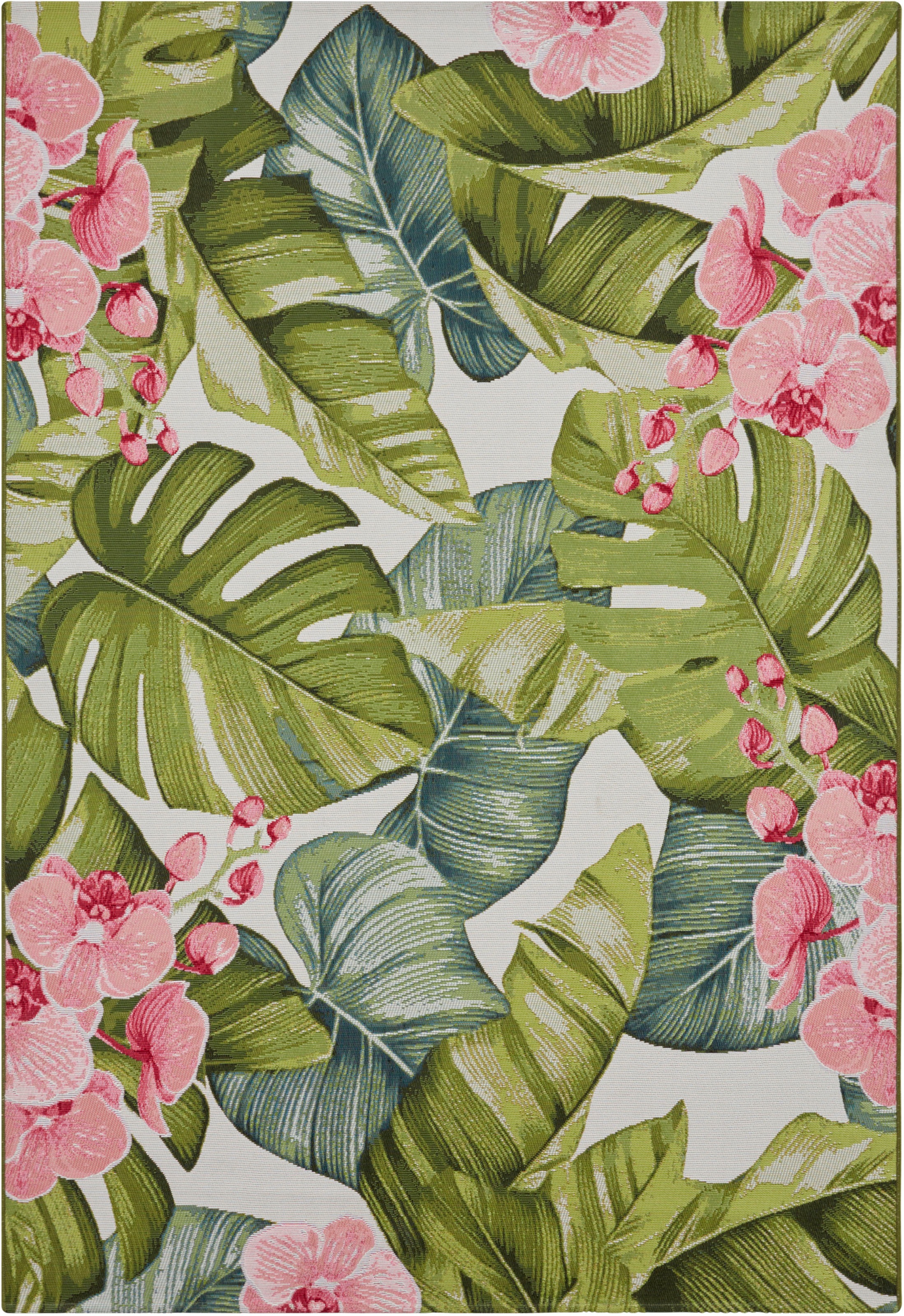 THE RUGS Flair Indoor Outdoor Rug & Runner - Tropical Flatweave Patio Rug | Size: 80cm x 165cm