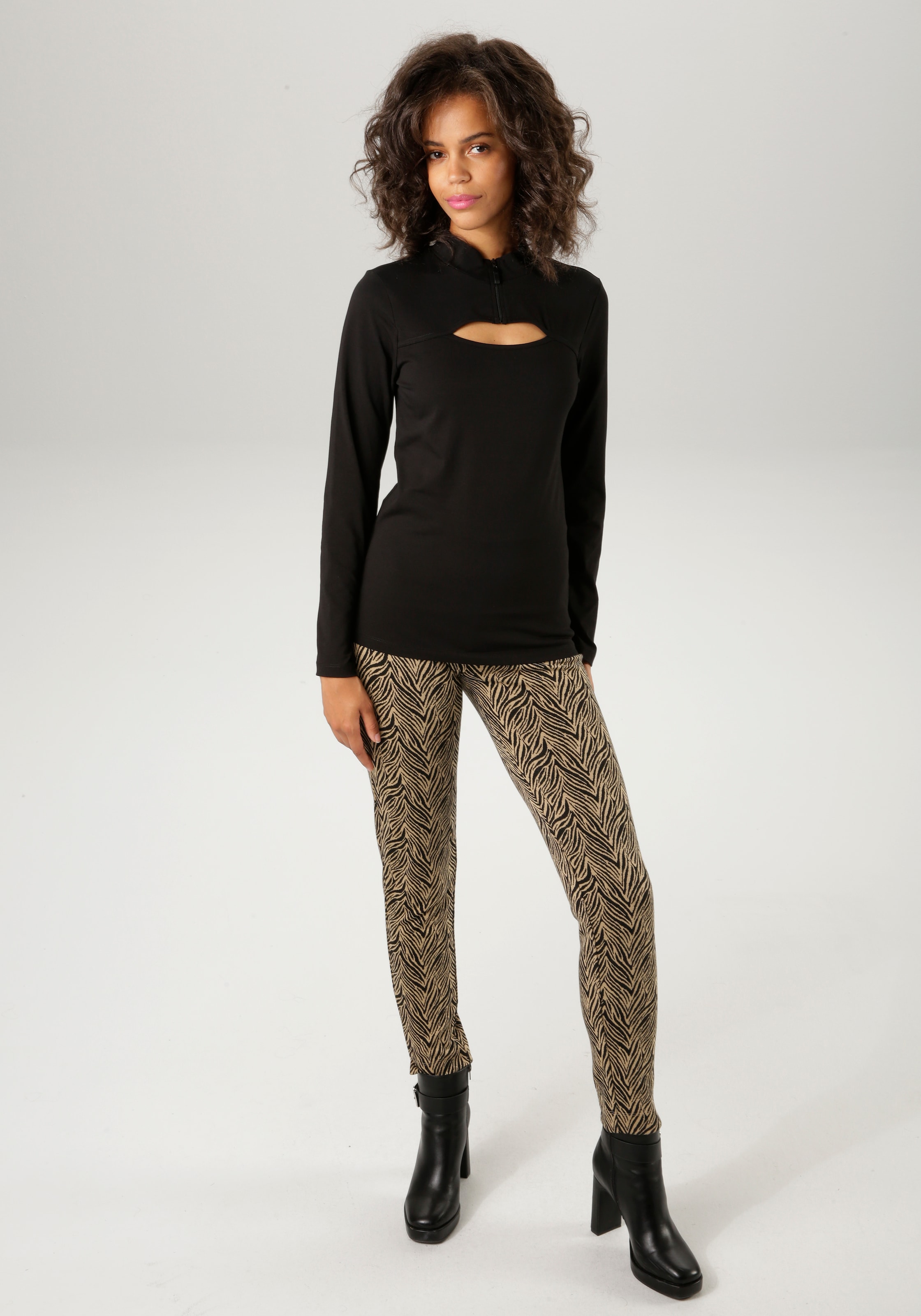 Aniston CASUAL Langarmshirt, mit raffiniertem Cut-out