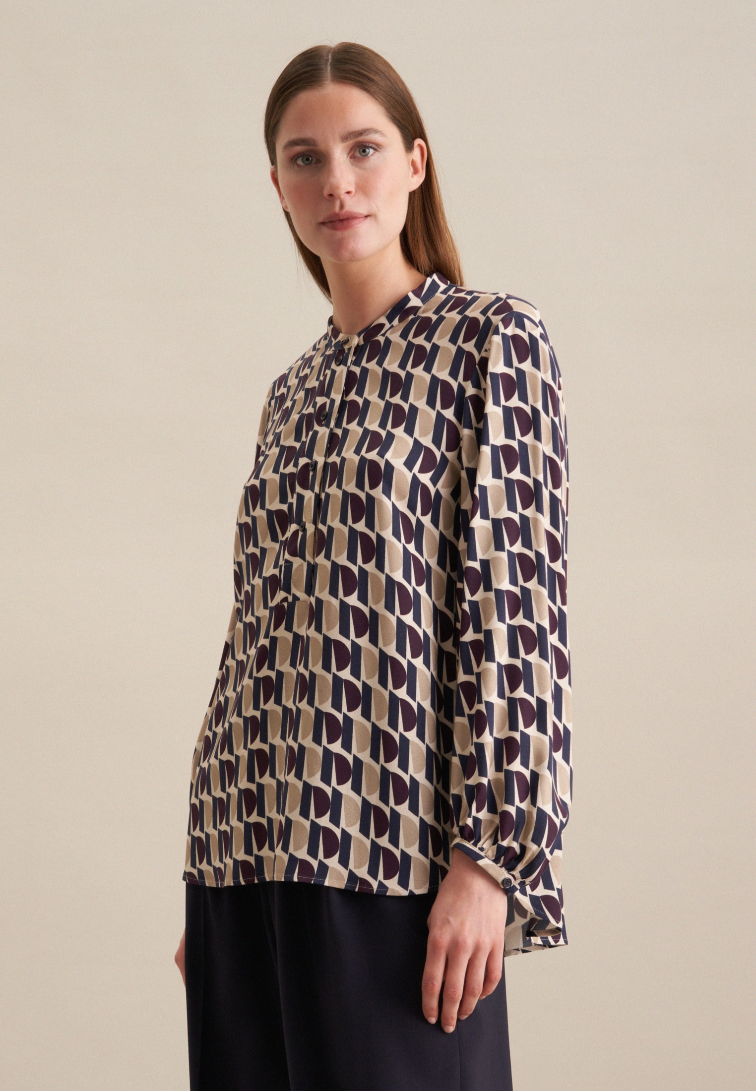seidensticker Klassische Bluse »Schwarze Rose« Tunika Druck