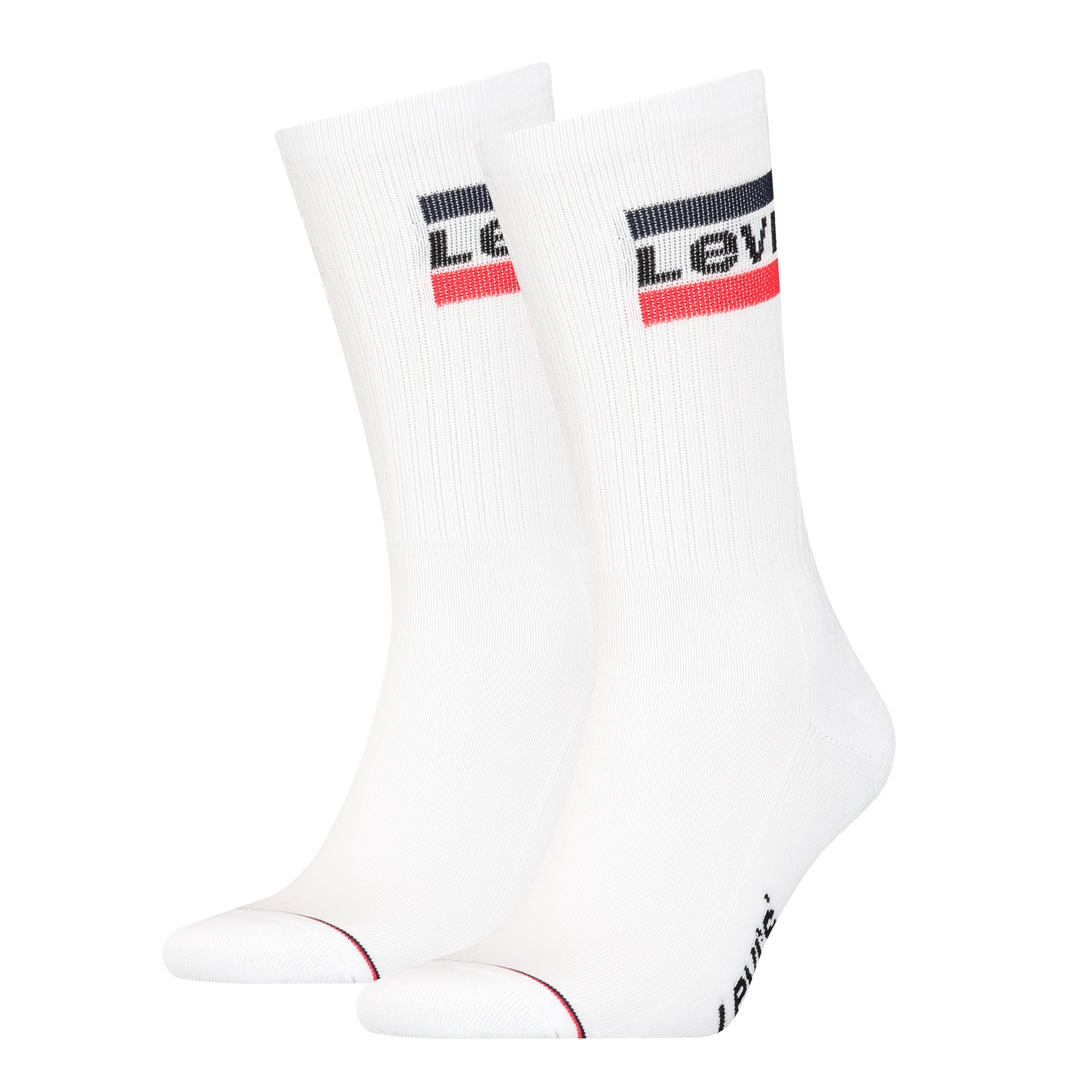 Levis Weiß Socken "Levis Regular Cut Sprtwr Logo 2P" Packung, 2 Stk. Tlg. Mit Breitem Logobund