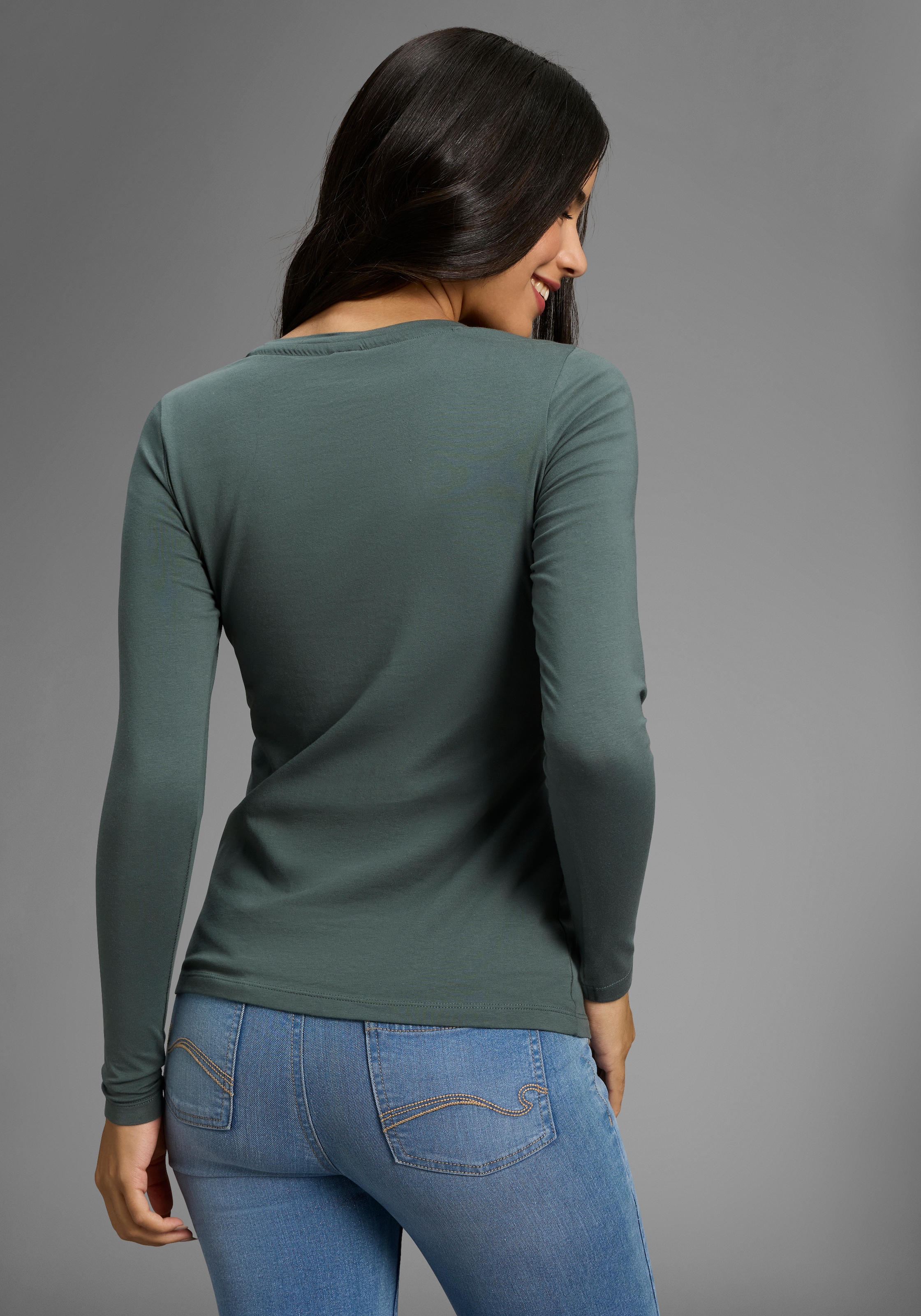 KangaROOS Langarmshirt, im Doppelpack, gestreift + uni