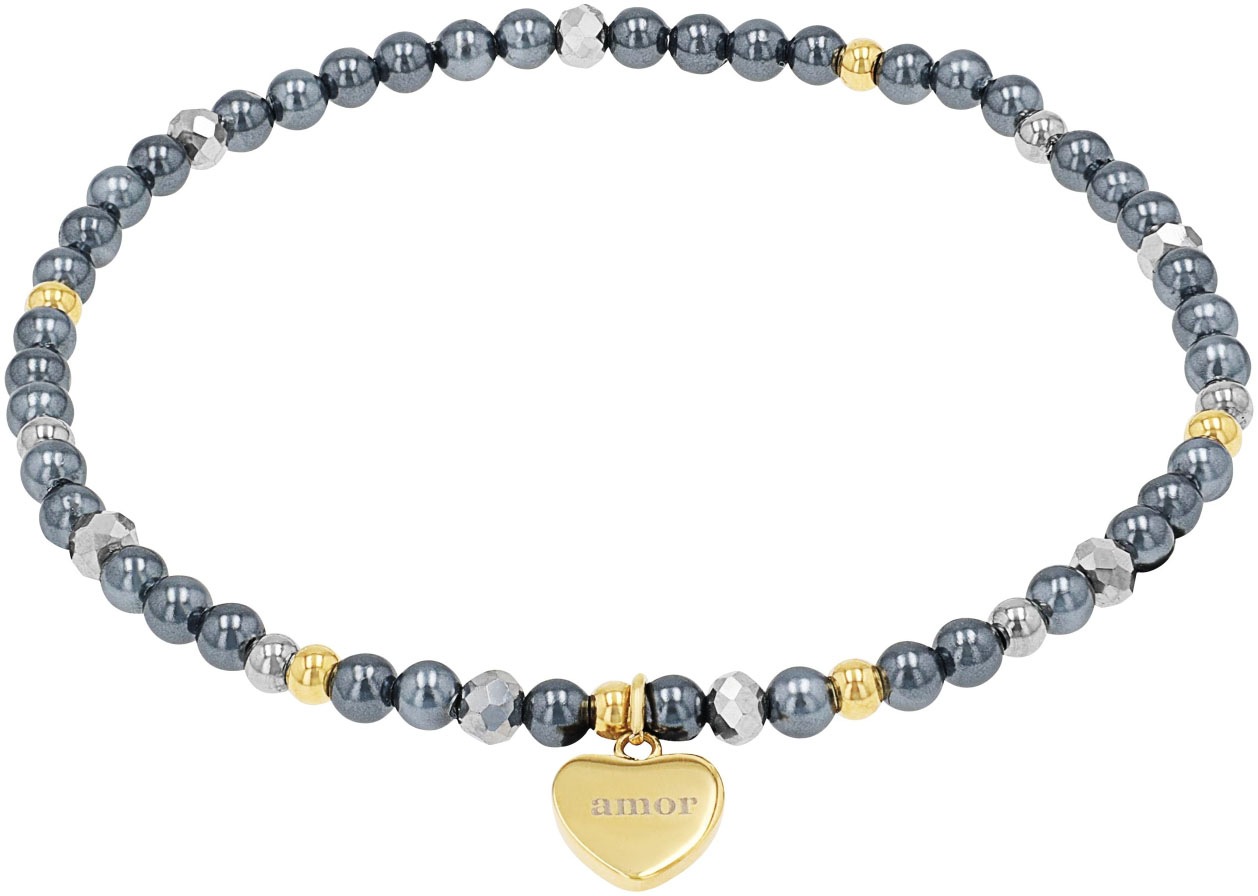 Amor Armband "Herz" mit Hämatit - mit Muschelkernperle