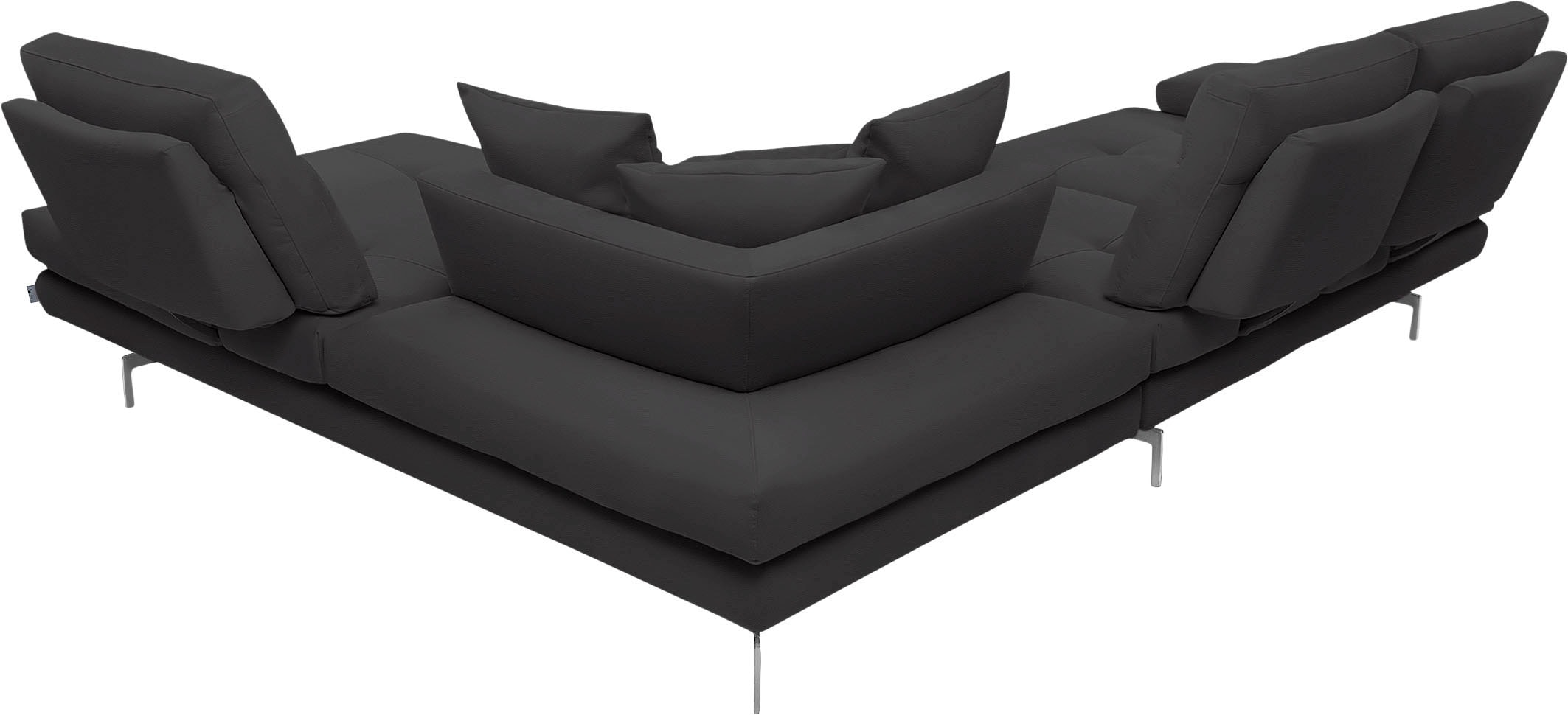 CALIA ITALIA Ecksofa »Toby Wing, L-Form, Designsofa mit sensationellem Sitzkomfort«, Sitztiefenverstell.,wahlw. mit Kissen-Set, Füsse chrom glänzend