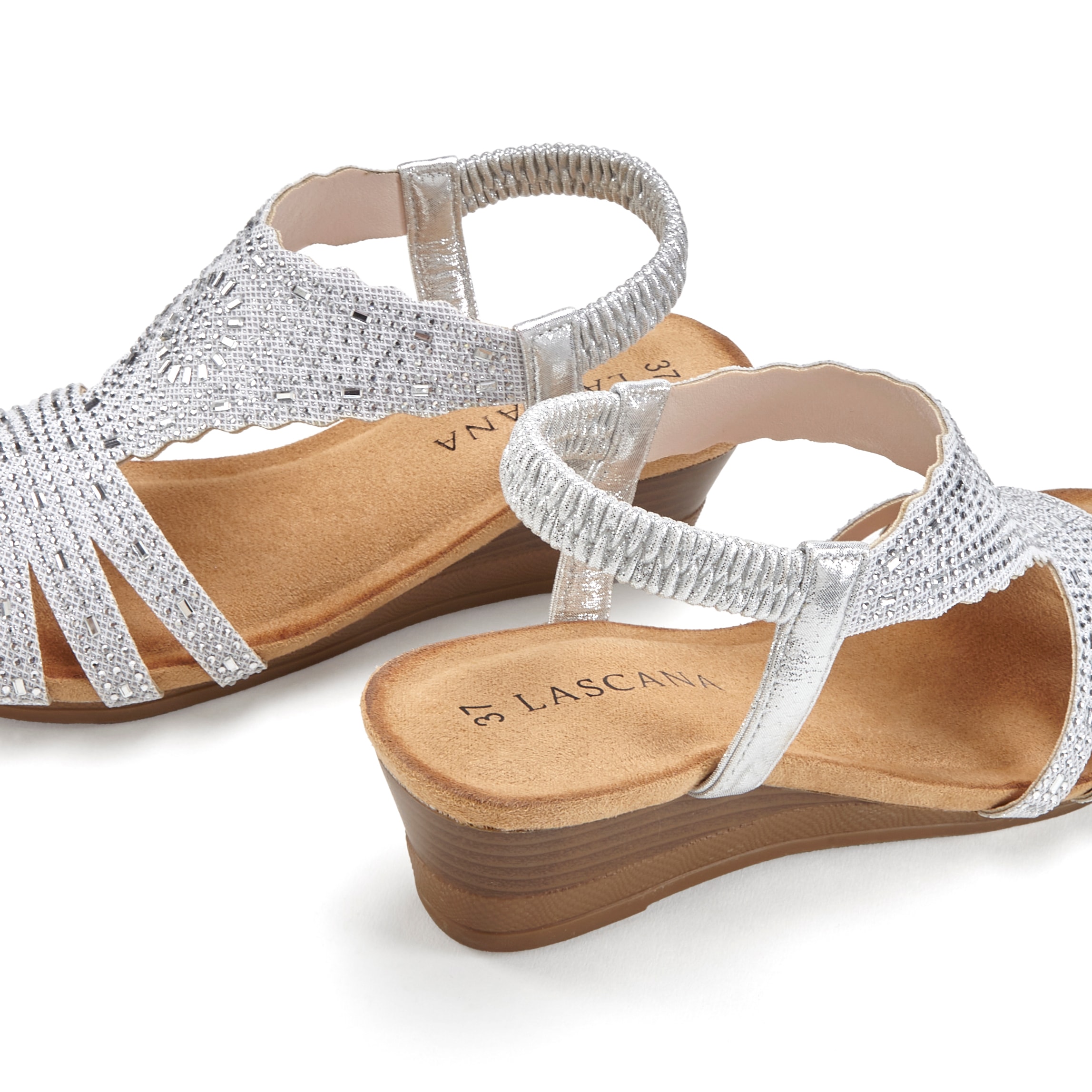 LASCANA Sandalette, Sandale, Sommerschuh mit Glitzerdetails und elastischem Riemchen