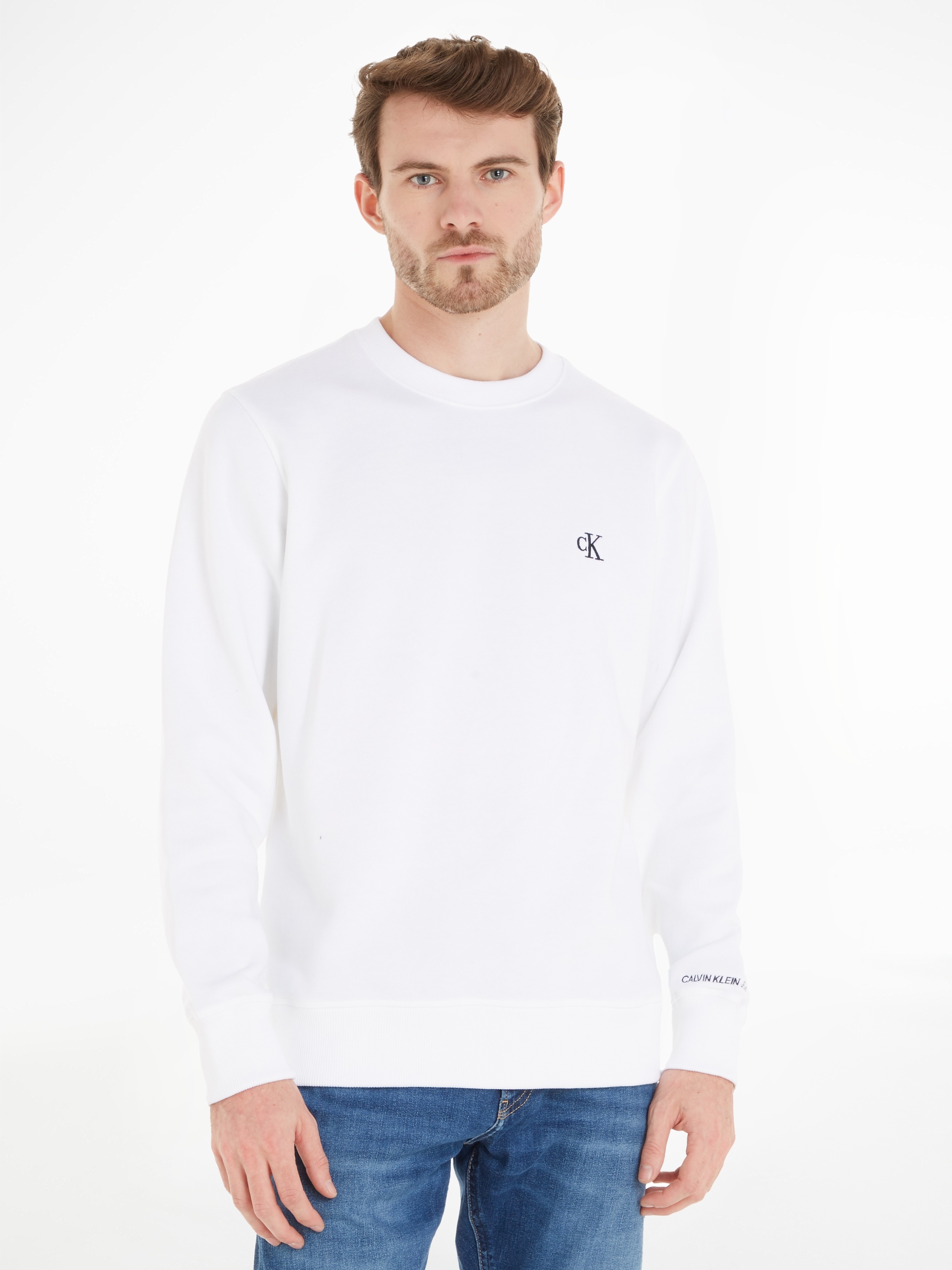 Calvin Klein Jeans Sweatshirt »CK ESSENTIAL REG CN«, mit Logoschriftzug auf dem Arm