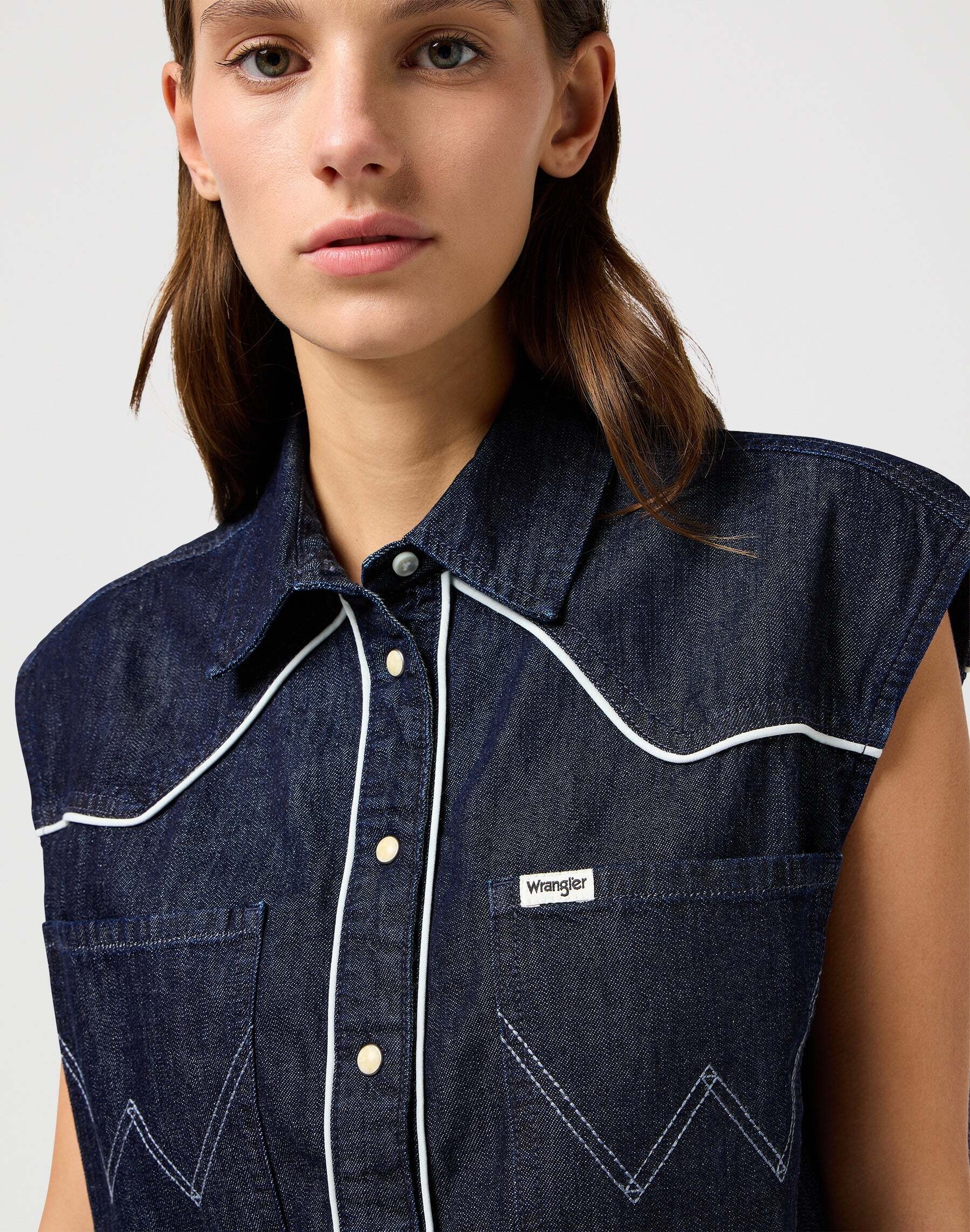 Wrangler Jeansbluse »Wrangler Jeanshemd Sleeveless Shirt«