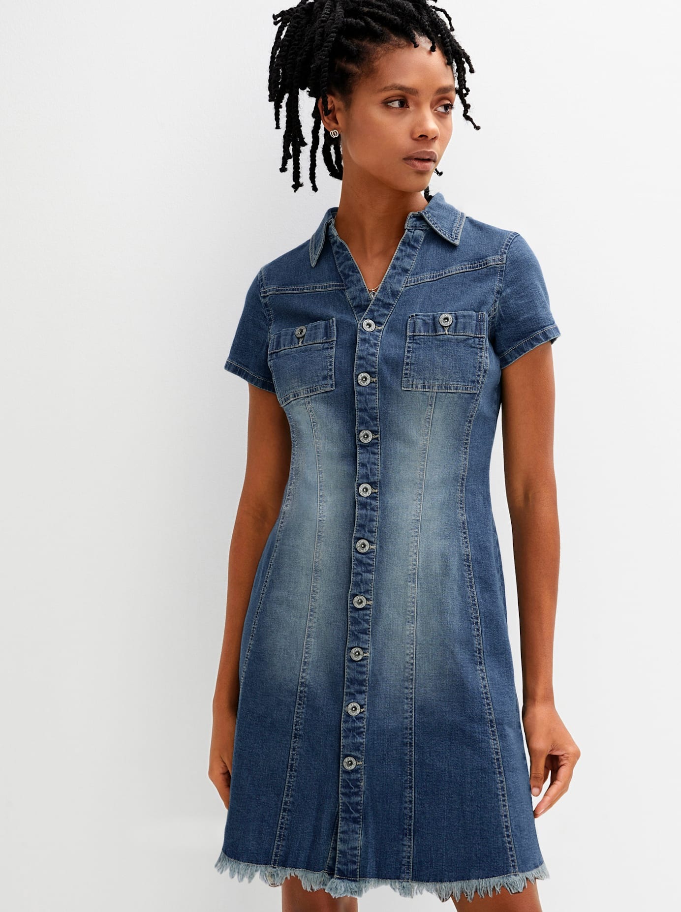 Inspirationen Jeanskleid »Jeans-Kleid« Brusttasche